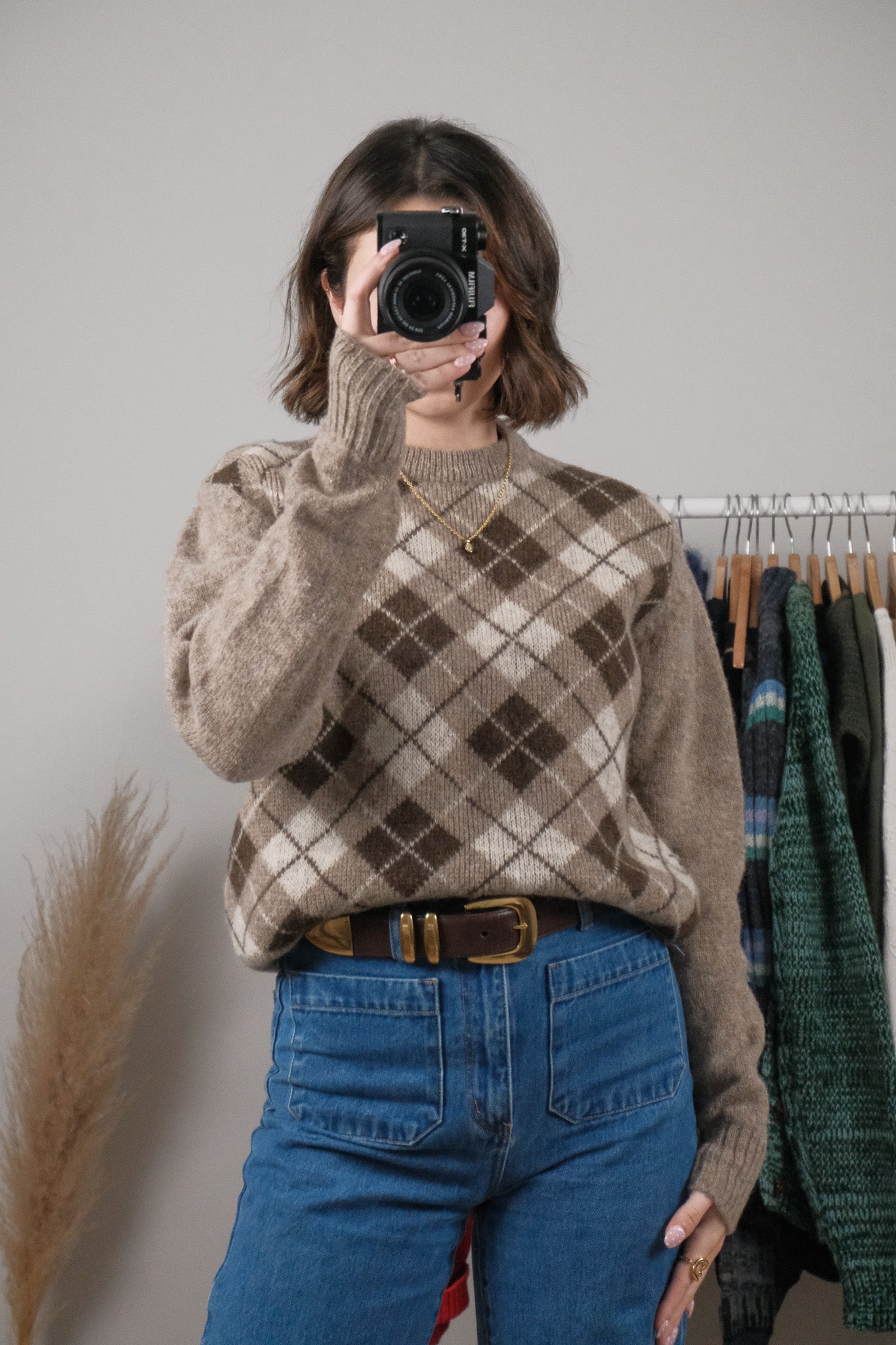 Vintage x Shetland Wool Argyle Sweater (M)