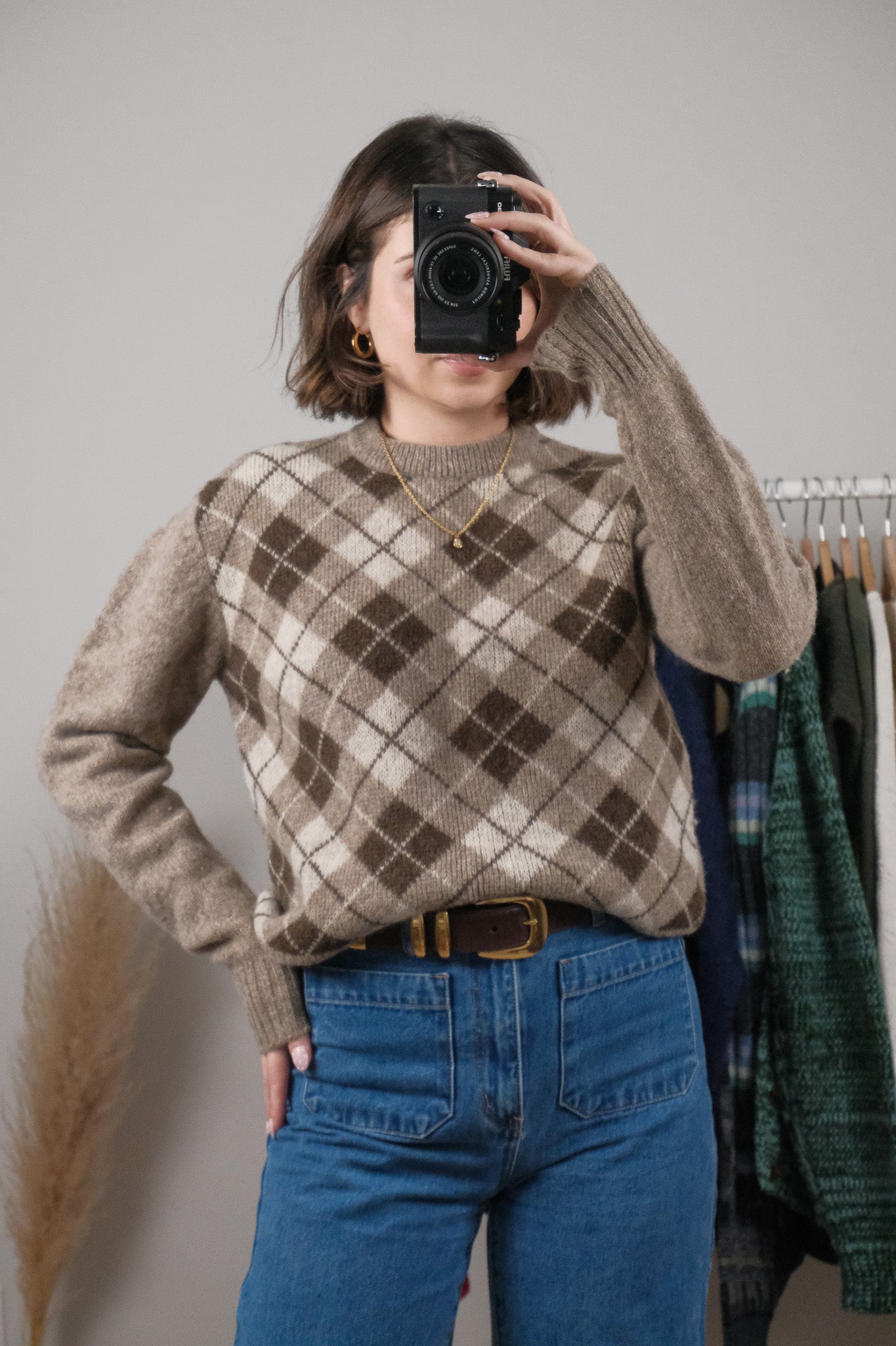 Vintage x Shetland Wool Argyle Sweater (M)