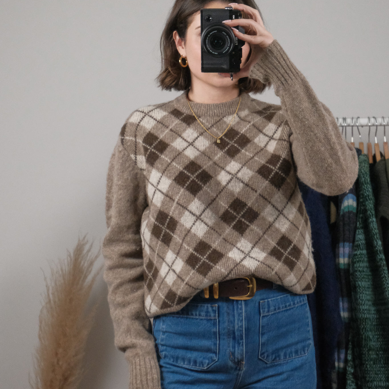 Vintage x Shetland Wool Argyle Sweater (M)