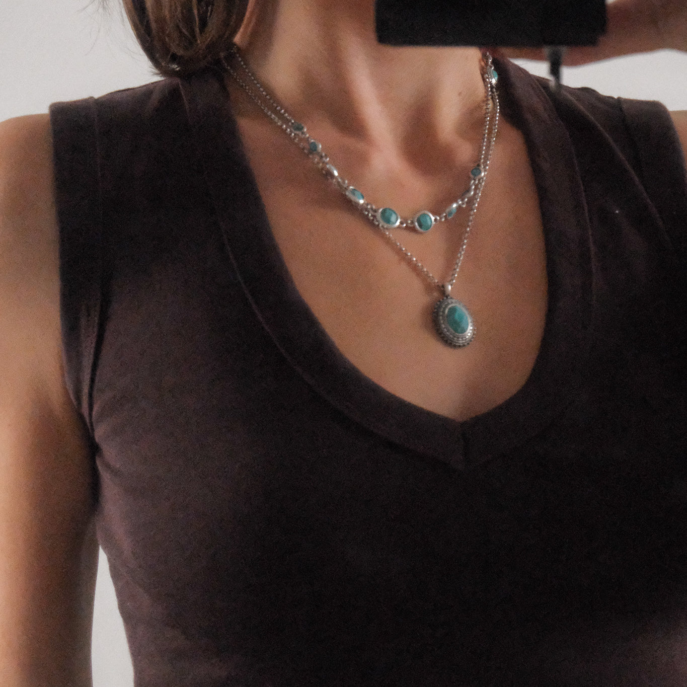 Silver & Turquoise Layered Necklace