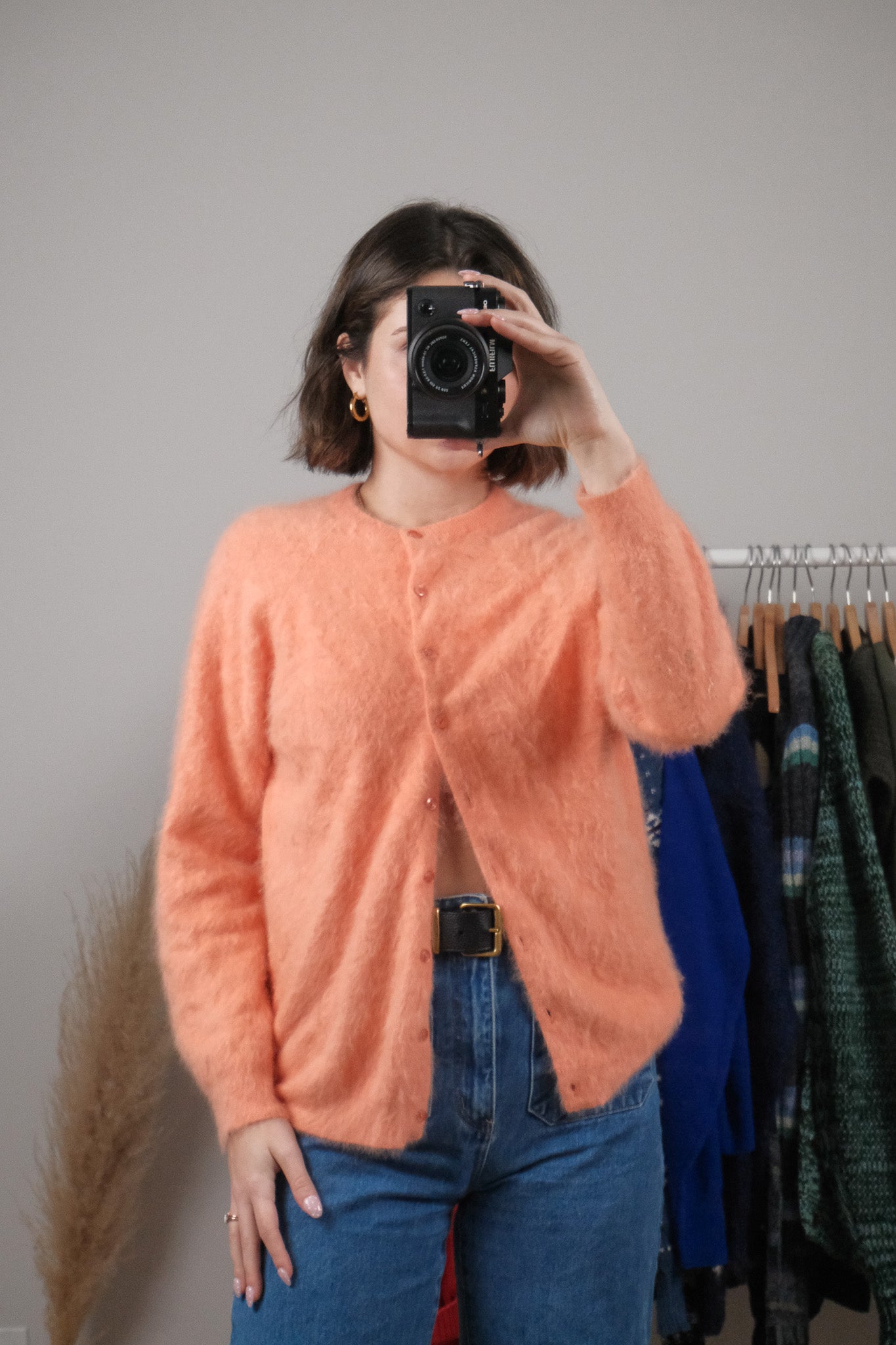 Made in Canada x Vintage x Angora/Wool Blend Fuzzy Soft Cardigan (S)