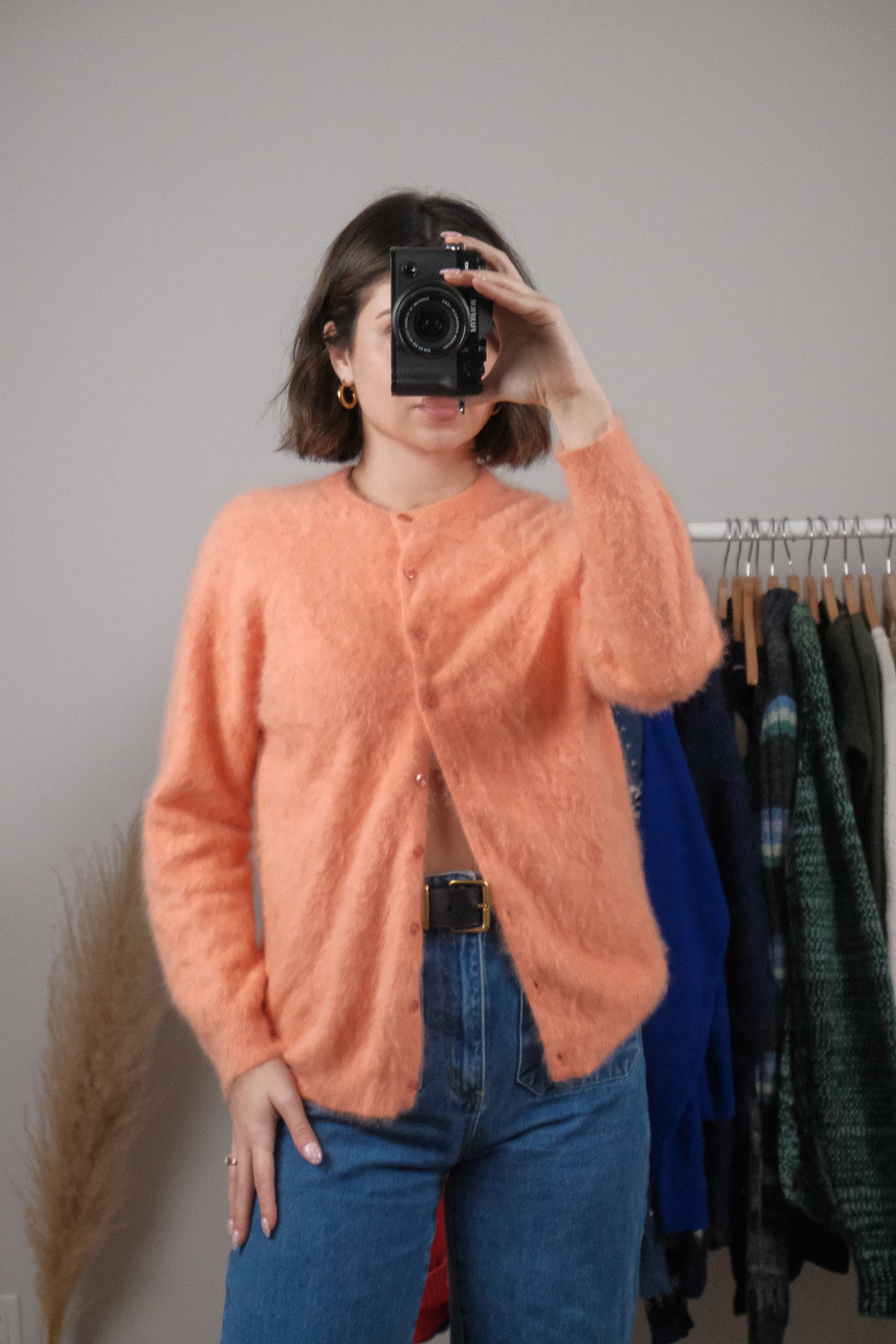 Made in Canada x Vintage x Angora/Wool Blend Fuzzy Soft Cardigan (S)