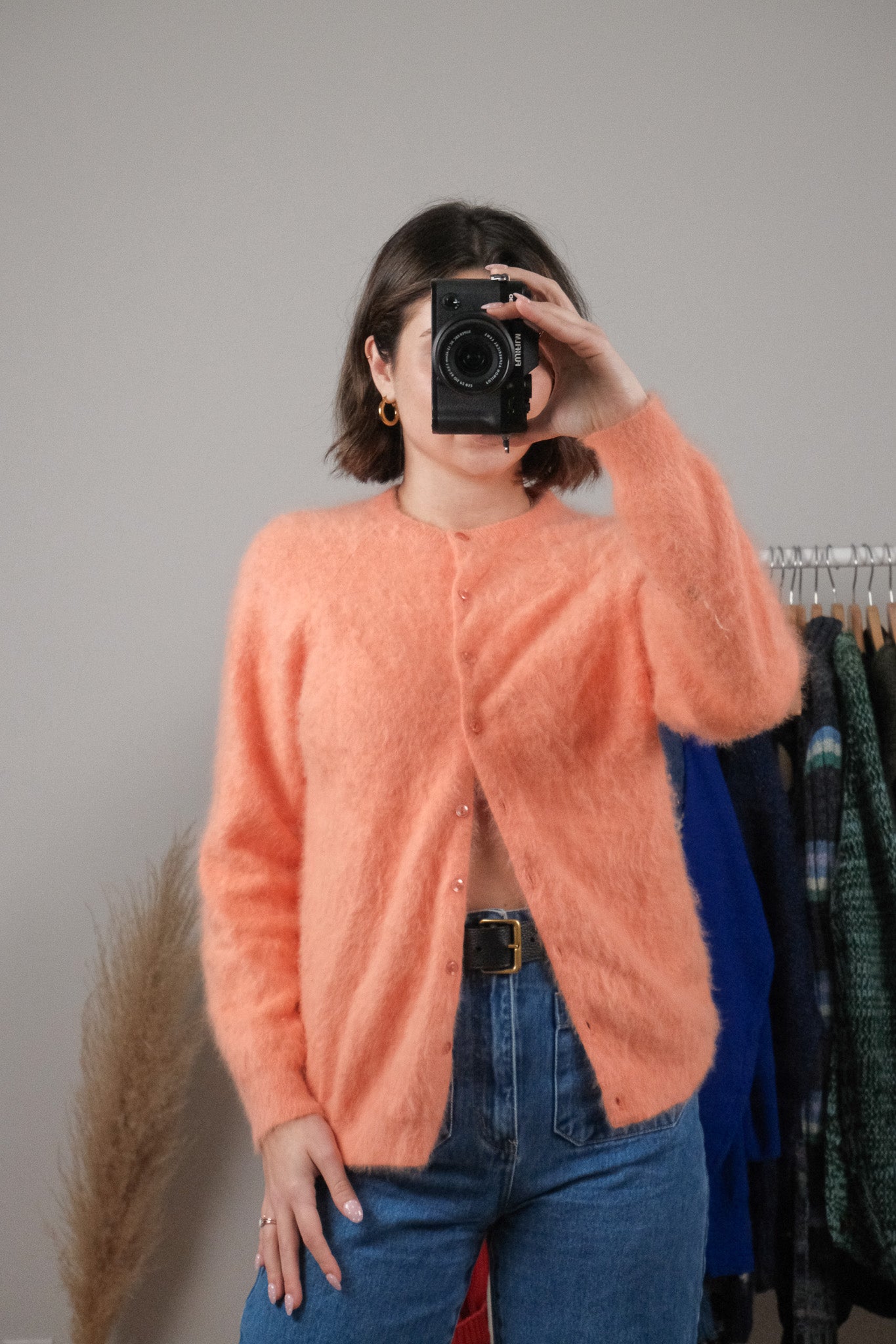 Made in Canada x Vintage x Angora/Wool Blend Fuzzy Soft Cardigan (S)
