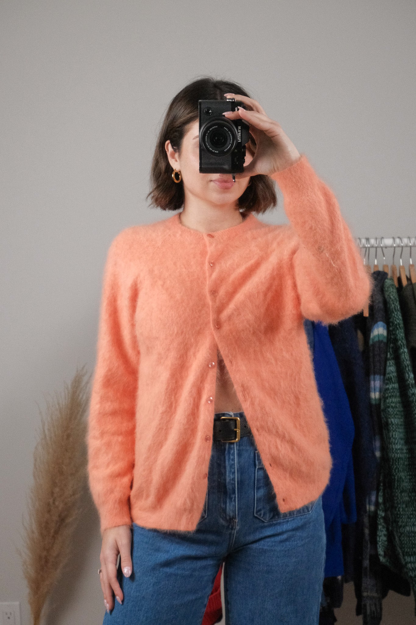 Made in Canada x Vintage x Angora/Wool Blend Fuzzy Soft Cardigan (S)