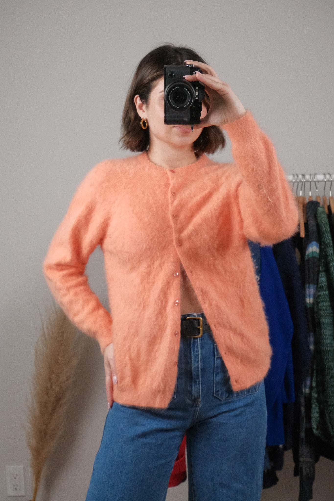 Made in Canada x Vintage x Angora/Wool Blend Fuzzy Soft Cardigan (S)