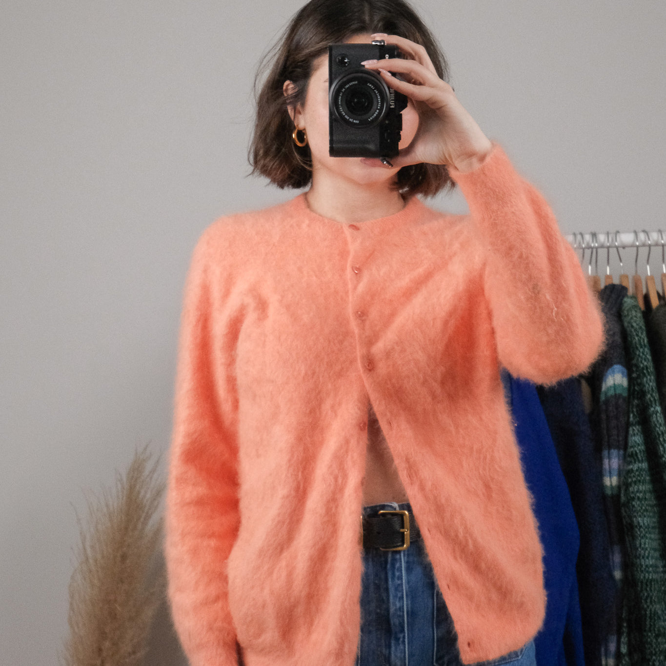 Made in Canada x Vintage x Angora/Wool Blend Fuzzy Soft Cardigan (S)