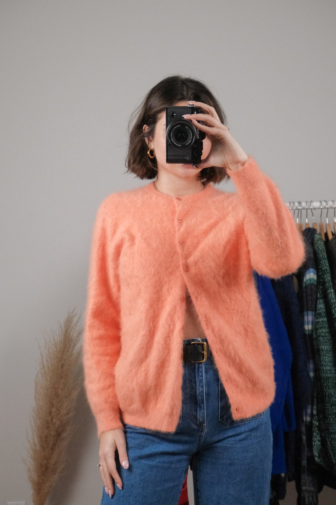 Made in Canada x Vintage x Angora/Wool Blend Fuzzy Soft Cardigan (S)