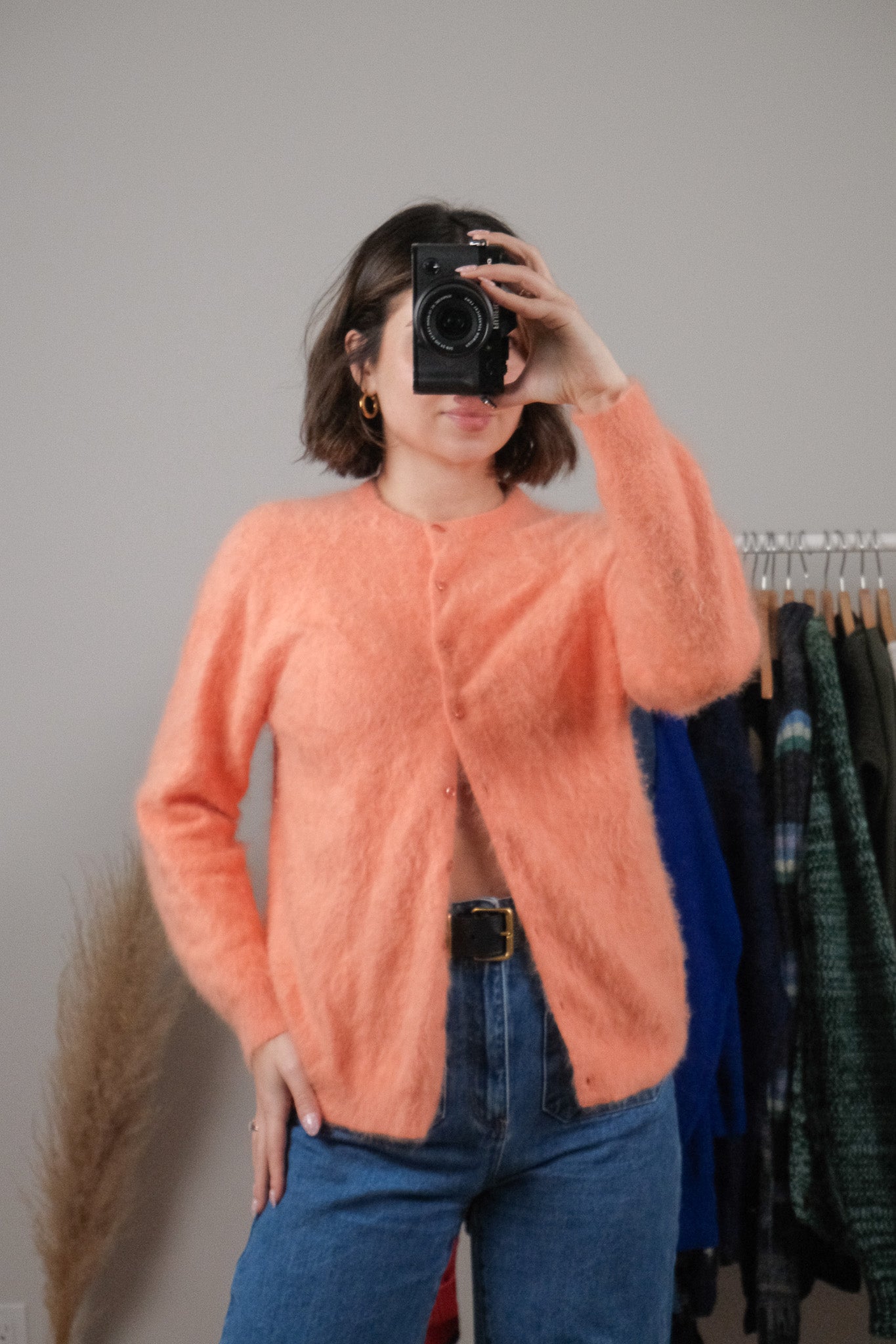 Made in Canada x Vintage x Angora/Wool Blend Fuzzy Soft Cardigan (S)