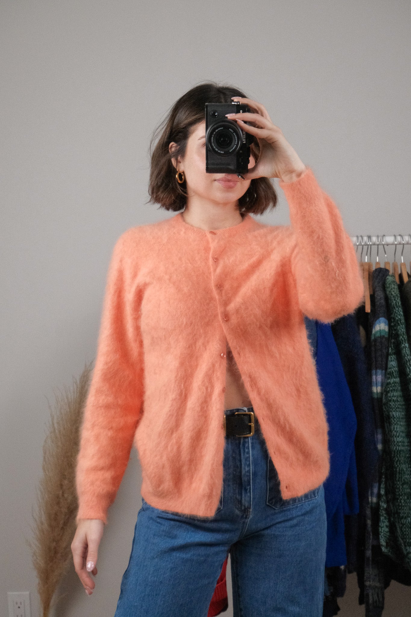 Made in Canada x Vintage x Angora/Wool Blend Fuzzy Soft Cardigan (S)