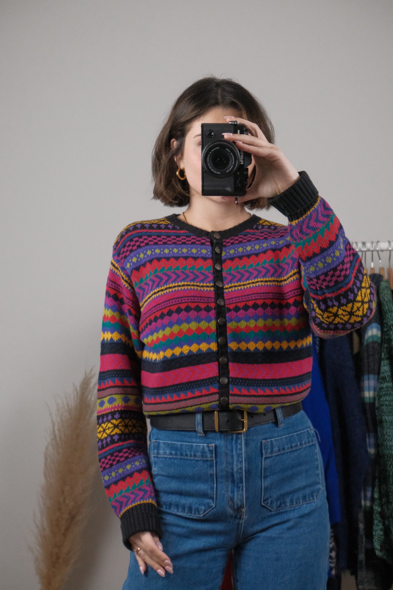 Vintage x Cotton Patterned Cardigan (S/M)