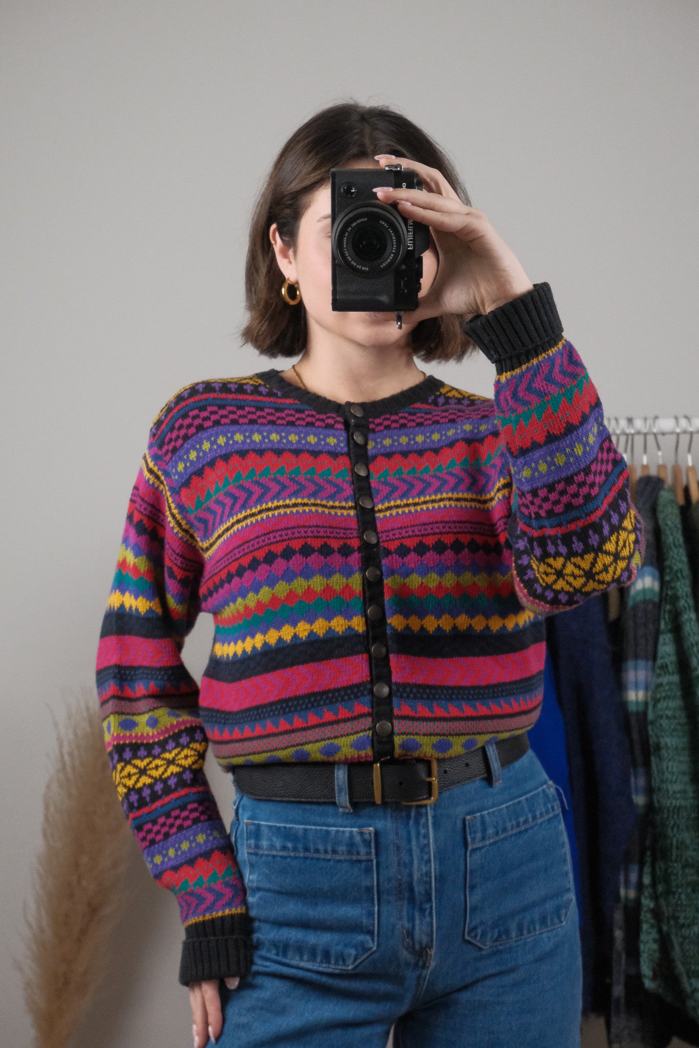 Vintage x Cotton Patterned Cardigan (S/M)
