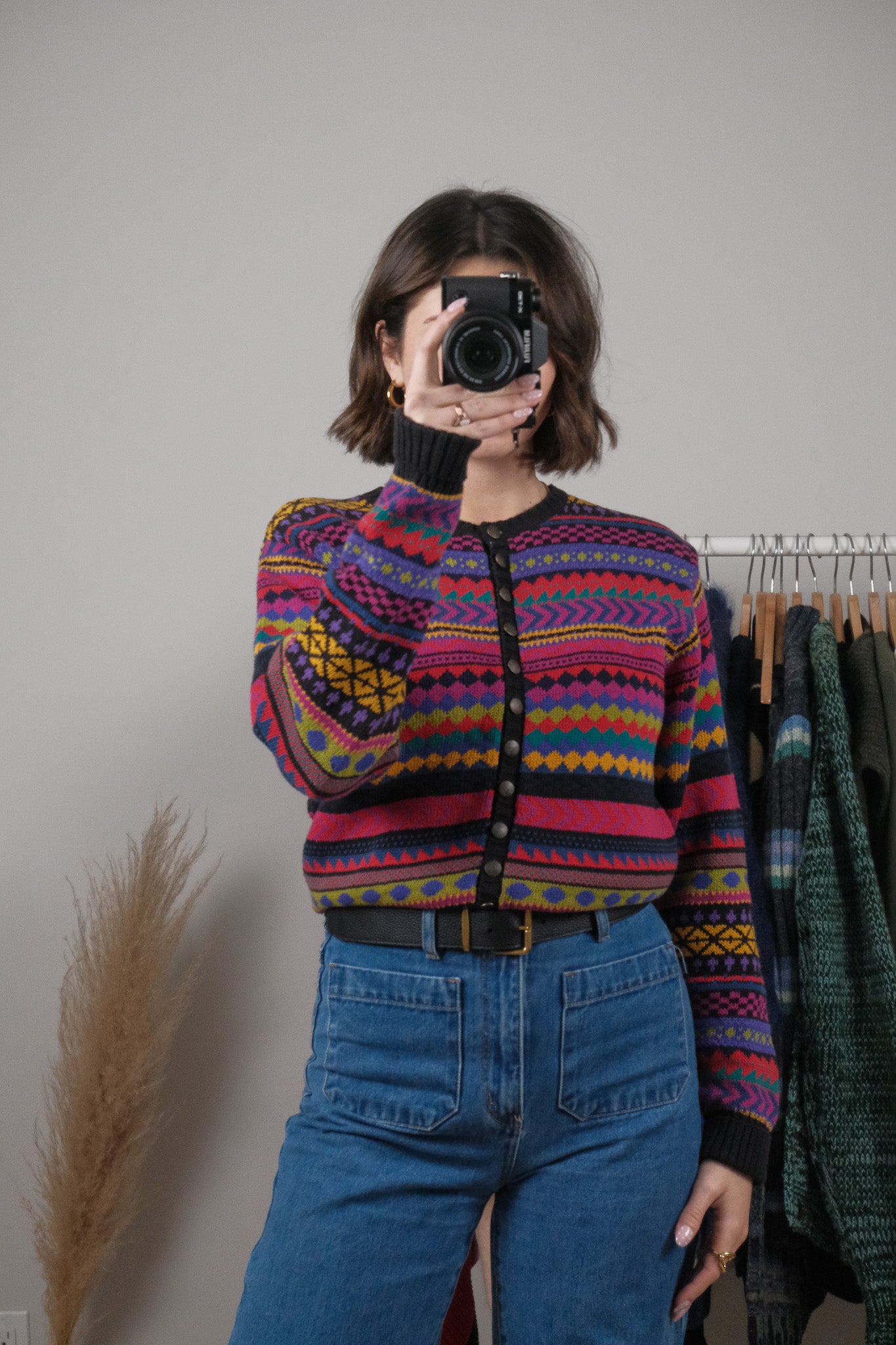 Vintage x Cotton Patterned Cardigan (S/M)