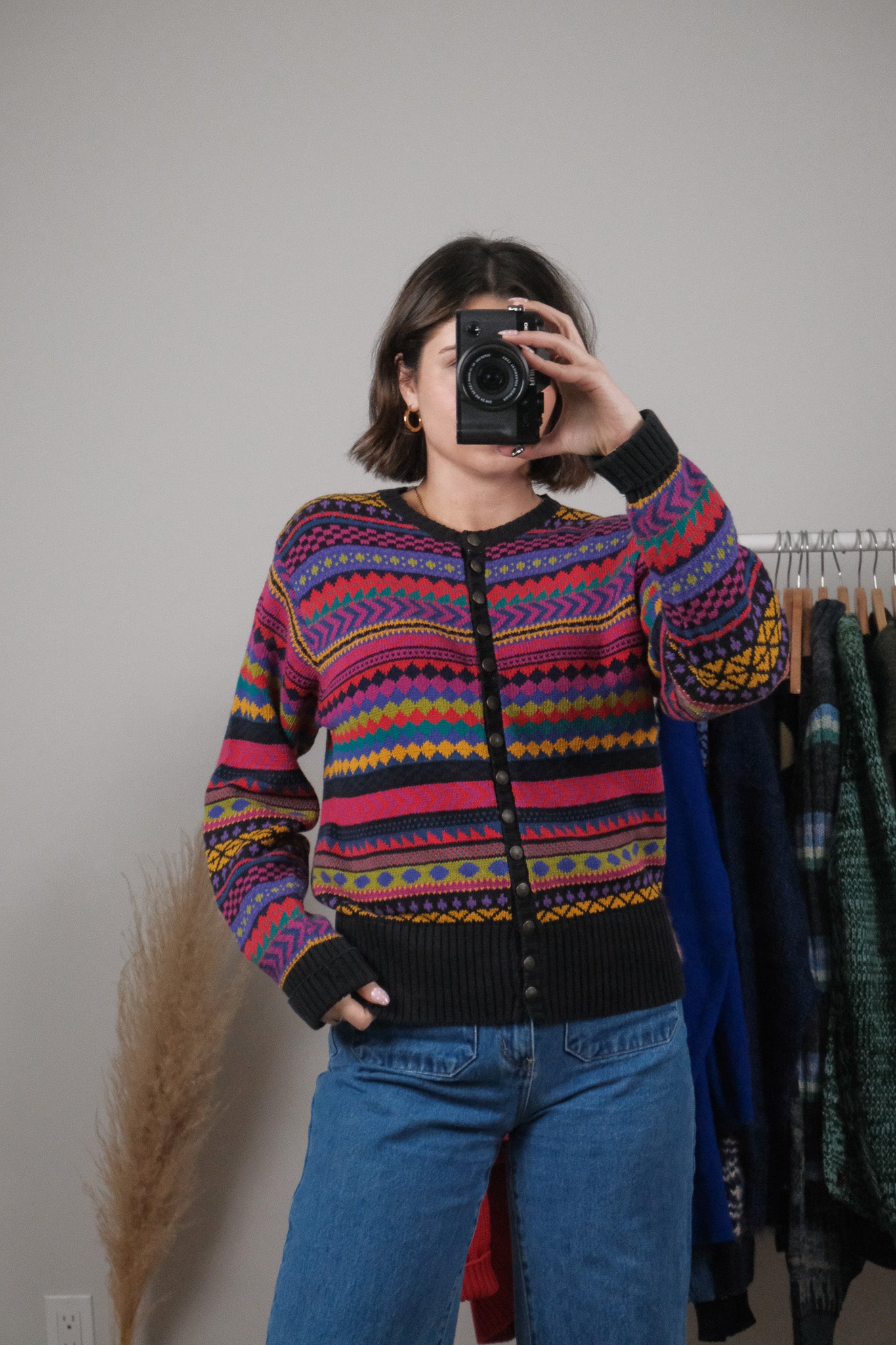 Vintage x Cotton Patterned Cardigan (S/M)