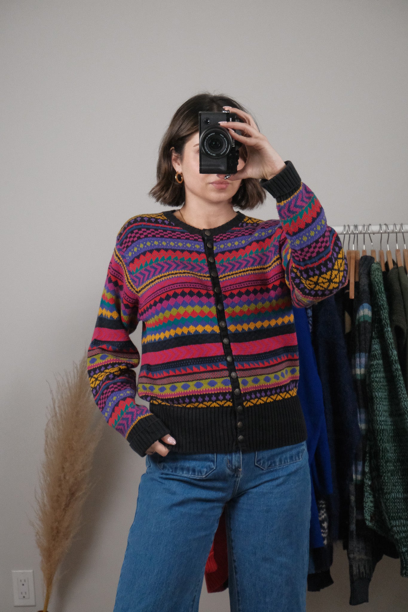 Vintage x Cotton Patterned Cardigan (S/M)
