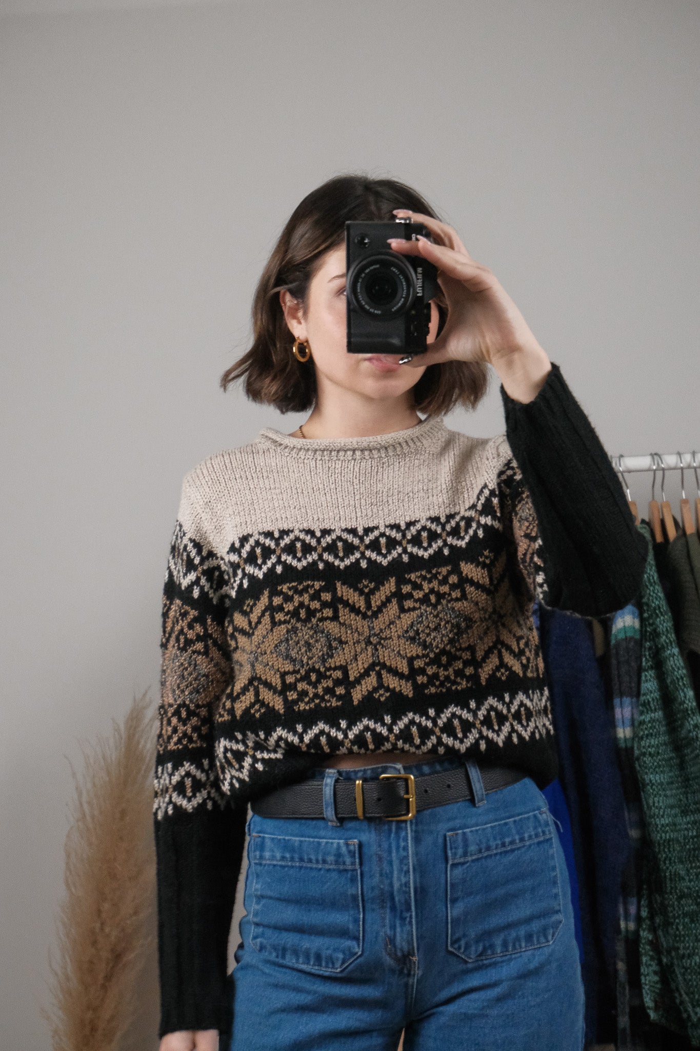 Made in Korea x Vintage x Patterned Rolled Neck Sweater (M/L)