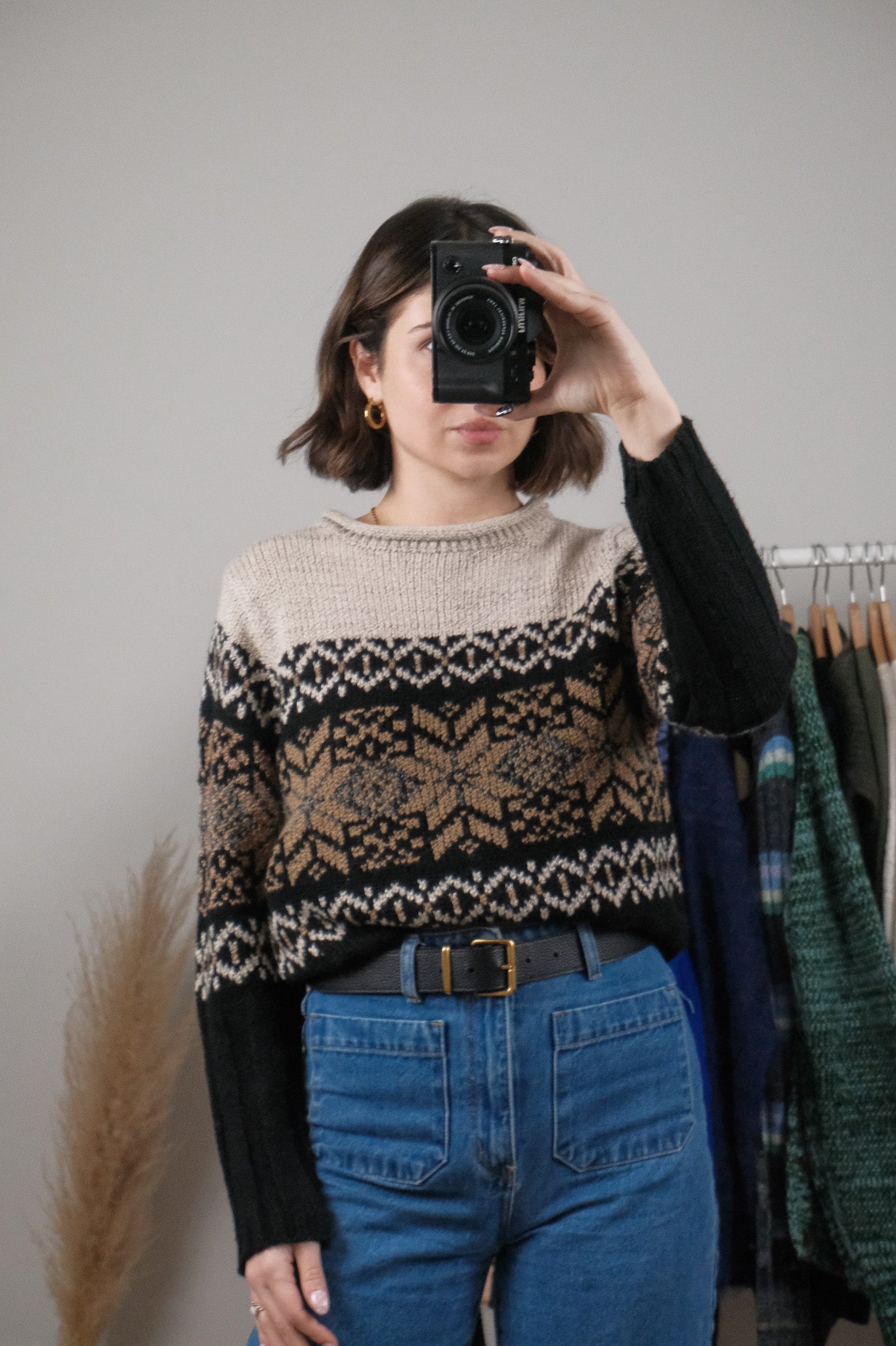 Made in Korea x Vintage x Patterned Rolled Neck Sweater (M/L)