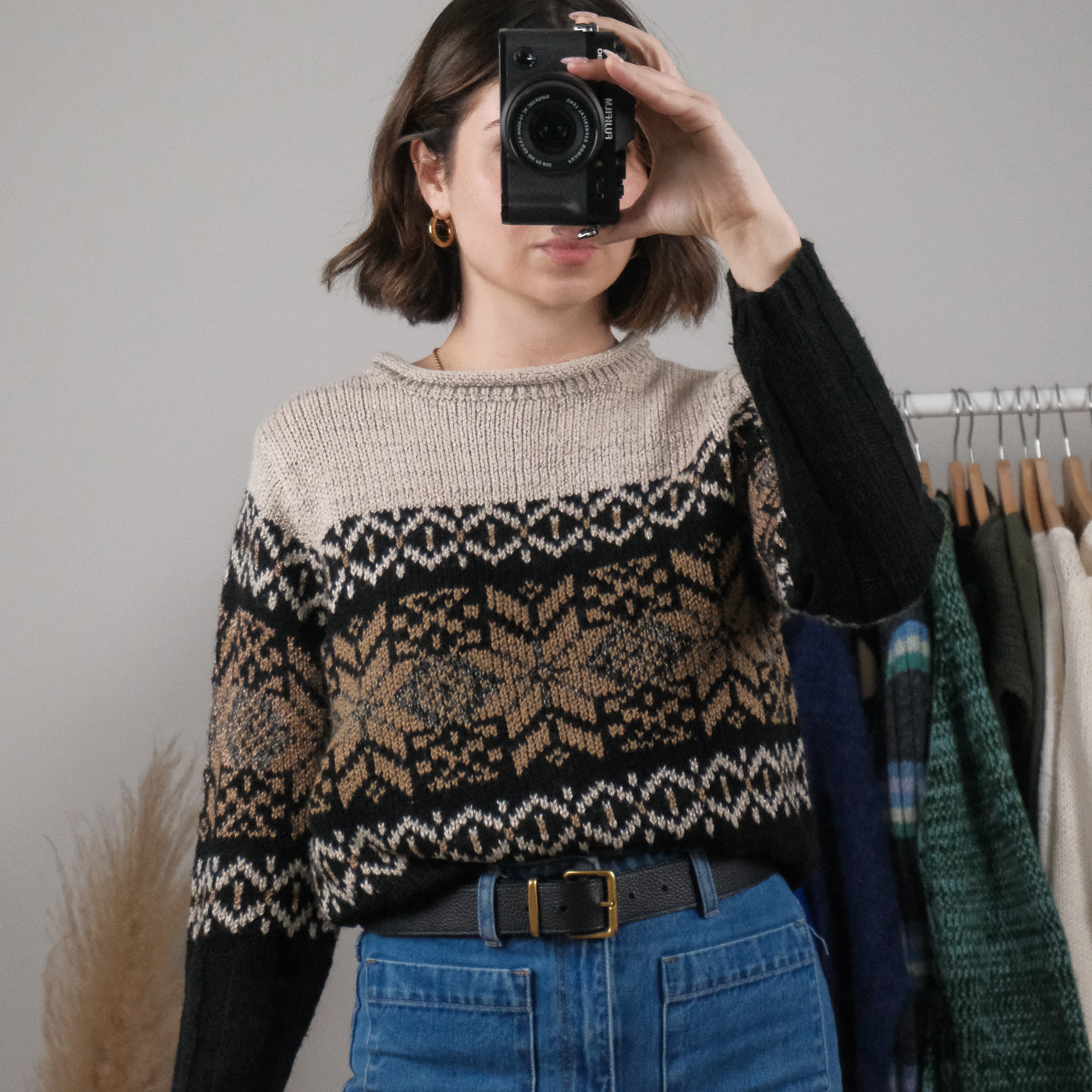 Made in Korea x Vintage x Patterned Rolled Neck Sweater (M/L)