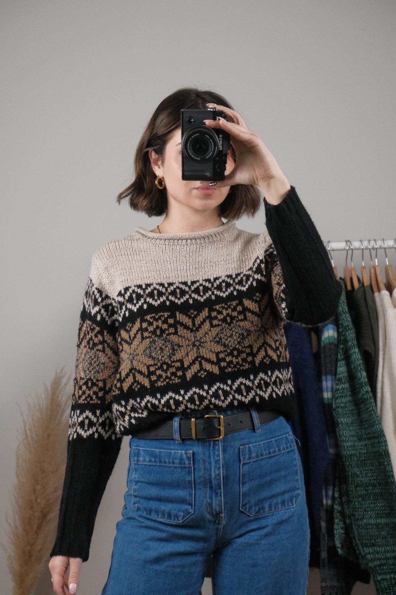 Made in Korea x Vintage x Patterned Rolled Neck Sweater (M/L)