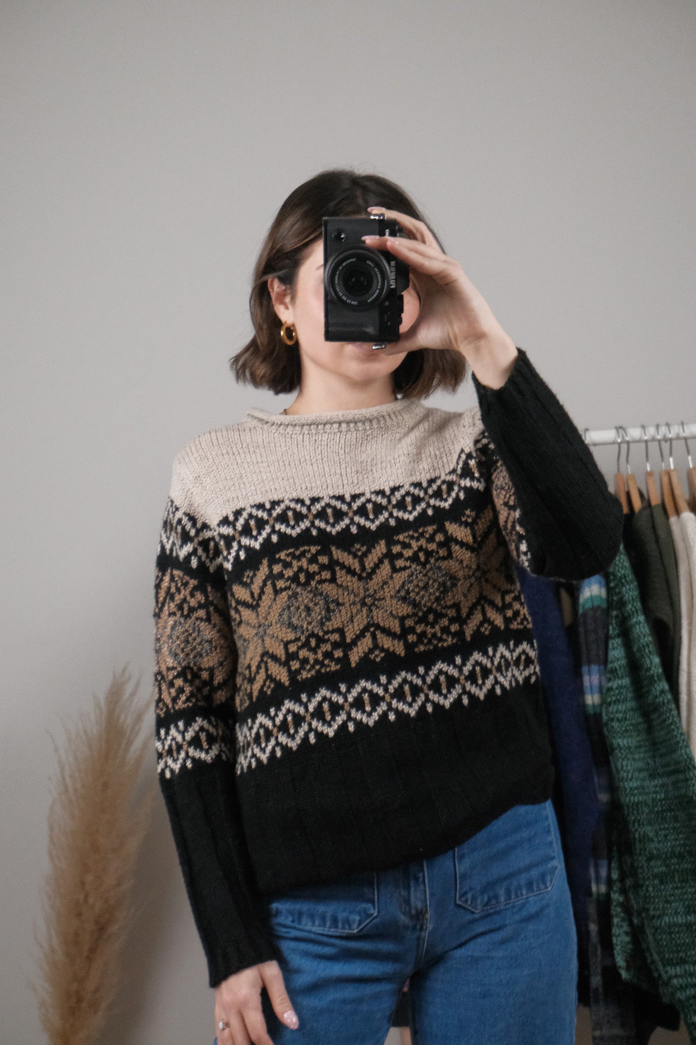 Made in Korea x Vintage x Patterned Rolled Neck Sweater (M/L)