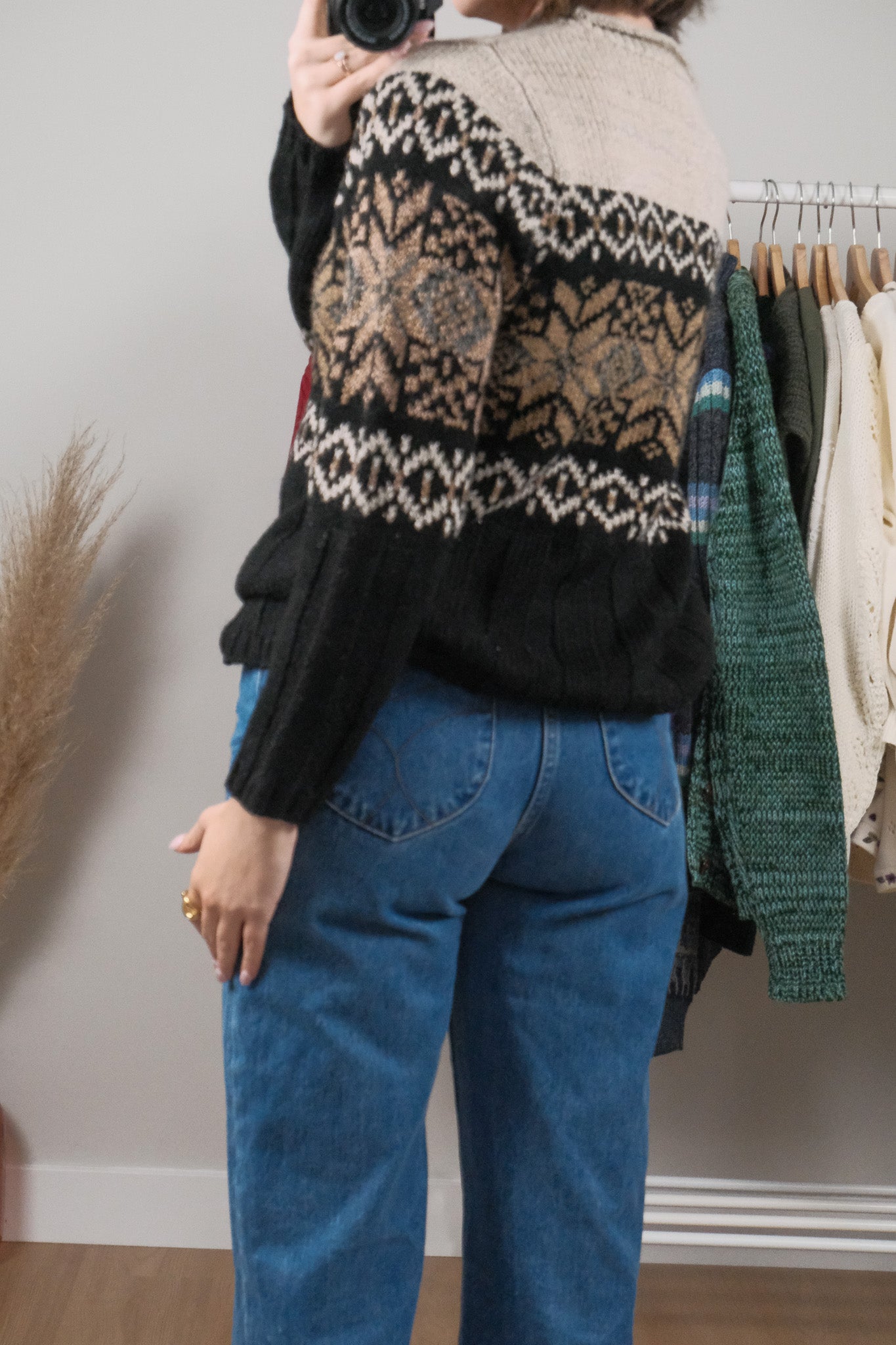 Made in Korea x Vintage x Patterned Rolled Neck Sweater (M/L)