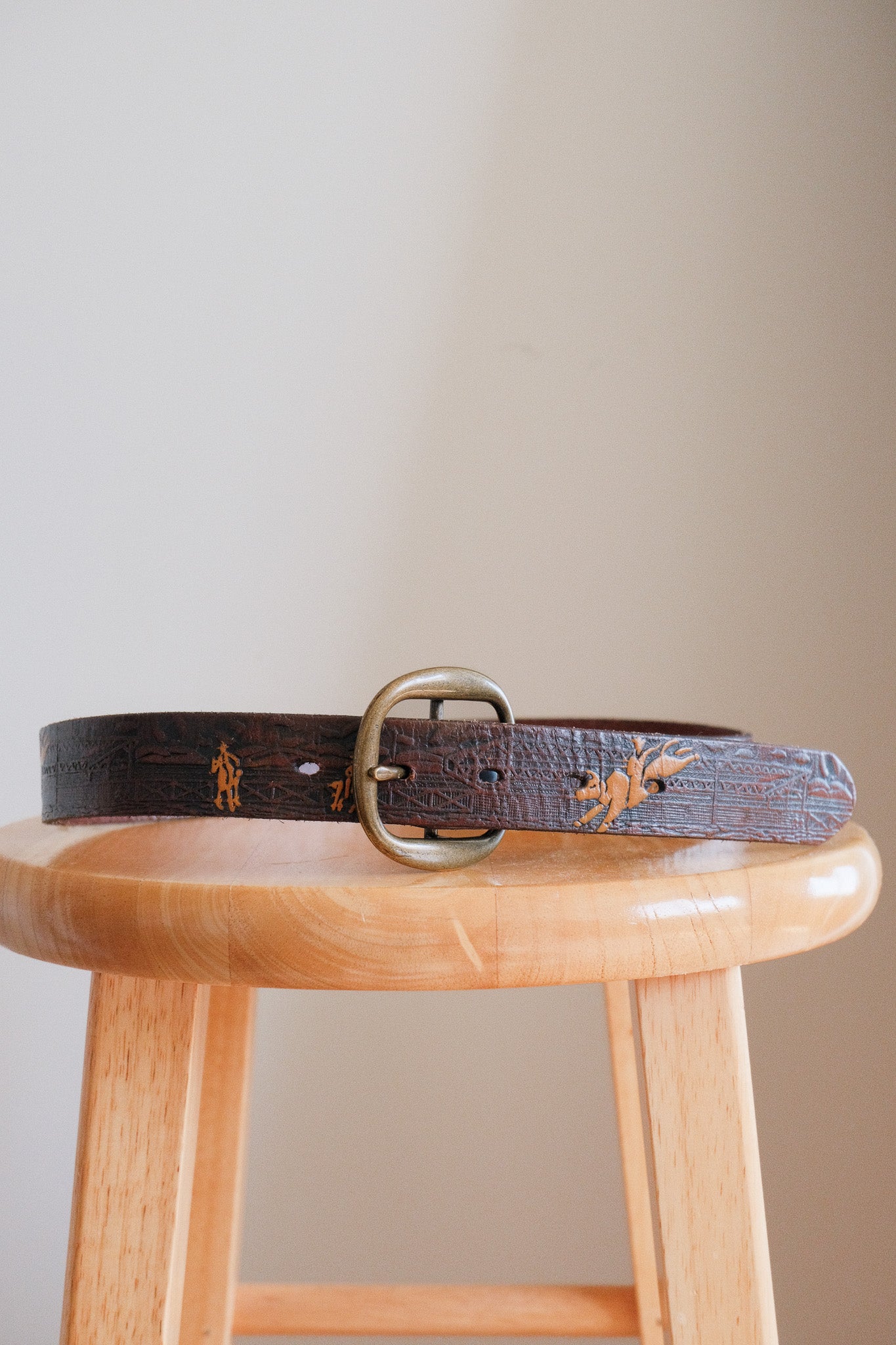 Vintage x Nocona x Leather Textured Cowboy Belt (XS-S)