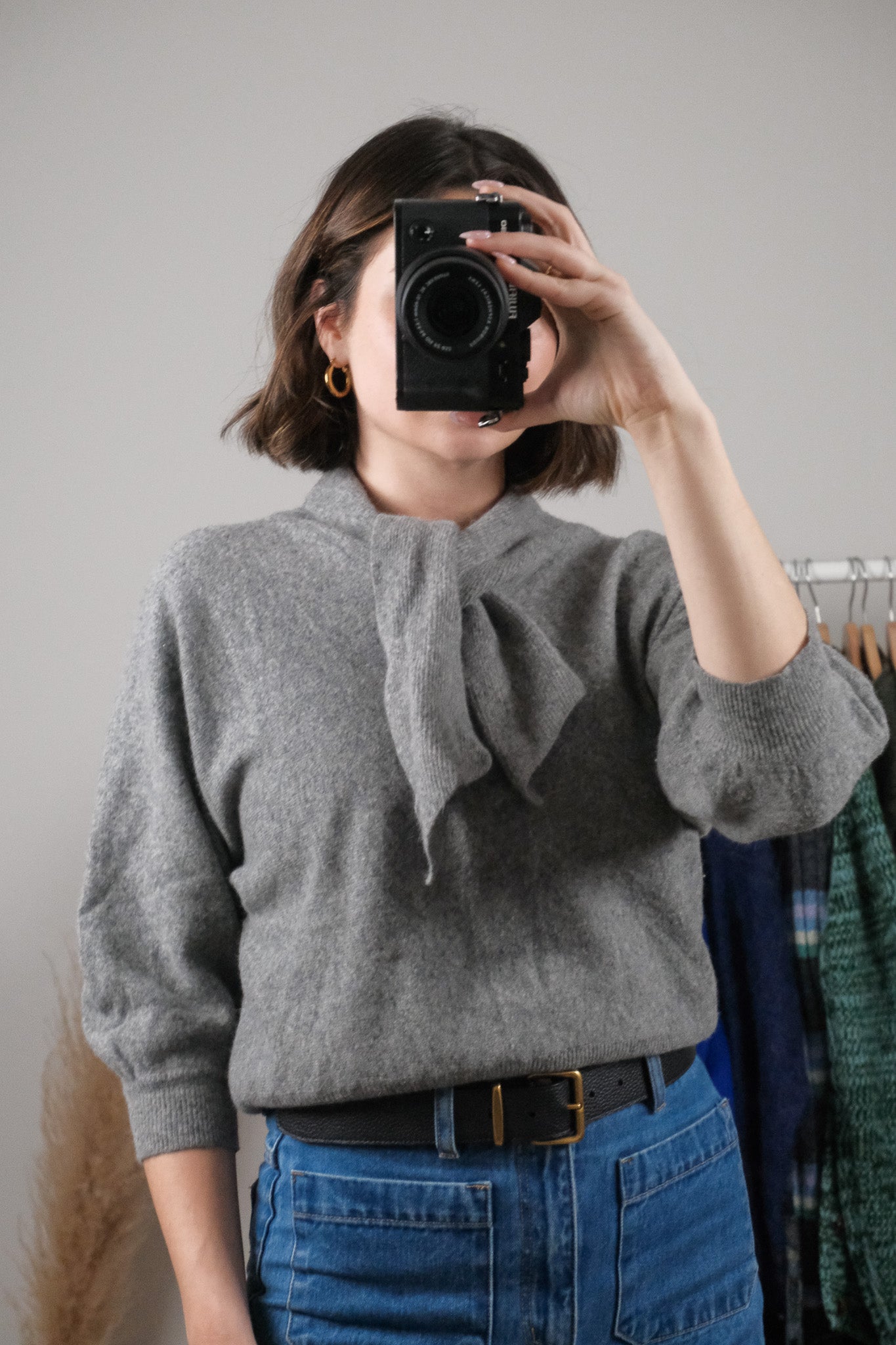 Vintage x Wool/Angora Tie Short-Sleeve Knit (S)