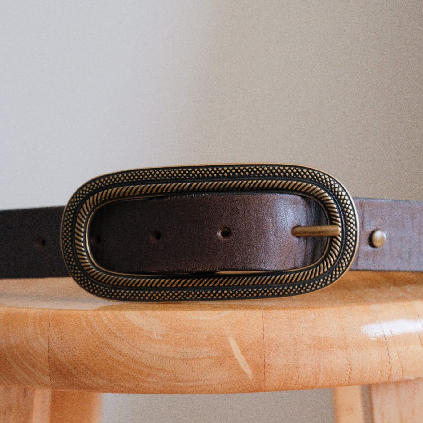 Vintage x Leather Studded Belt (S)