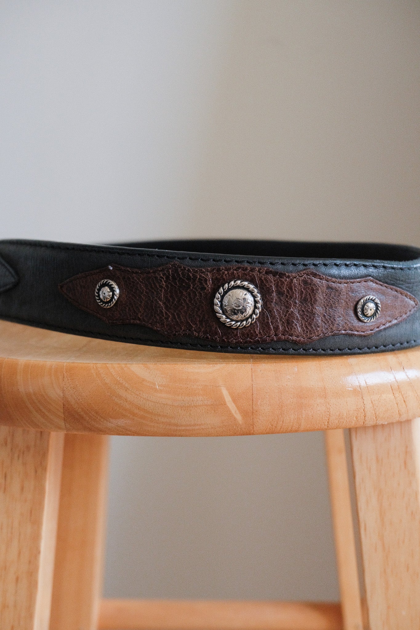 Vintage x Leather Studded Belt (M/L)
