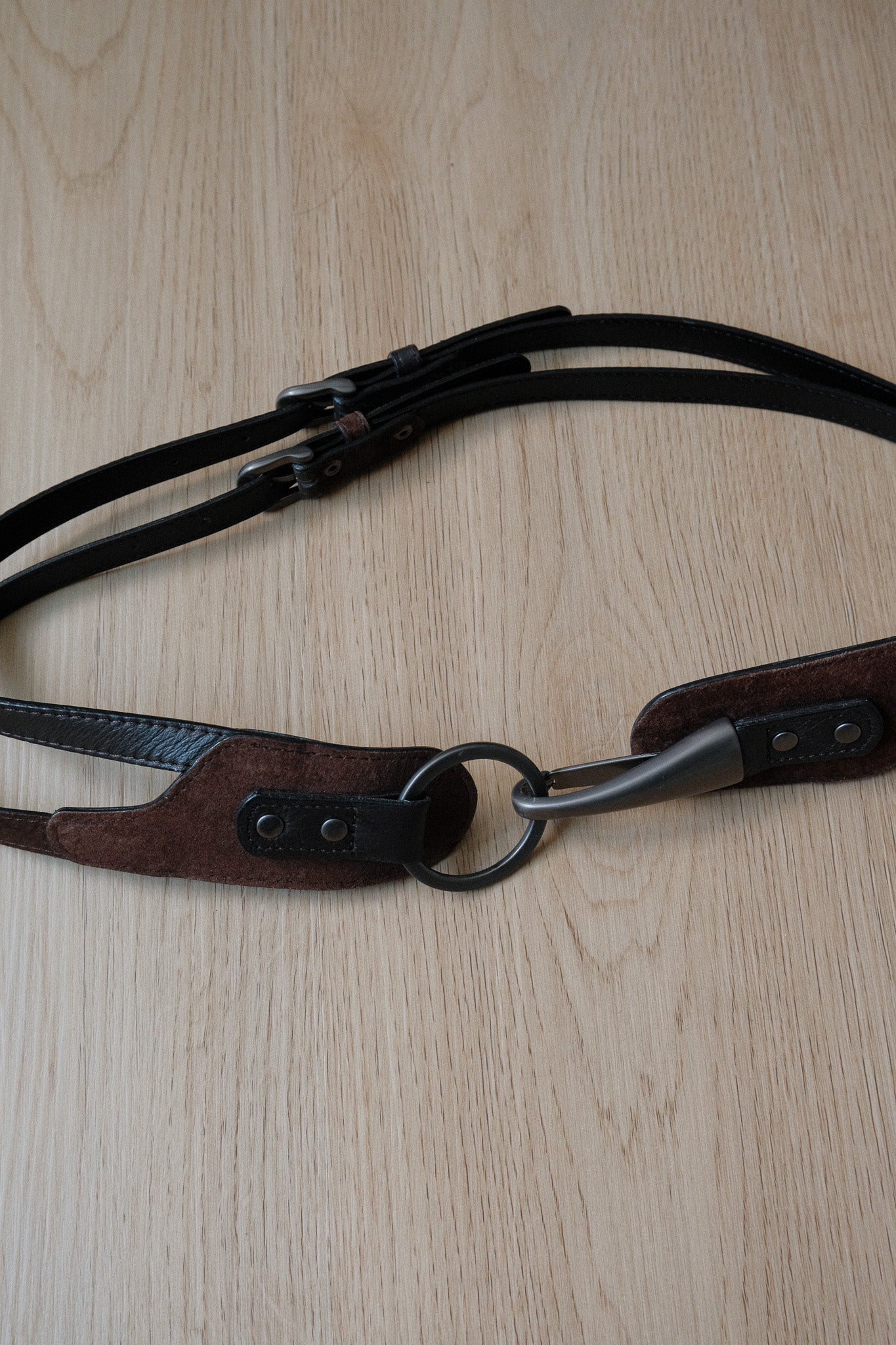 Vintage x Suded/Leather Clasp Buckle Belt (S)