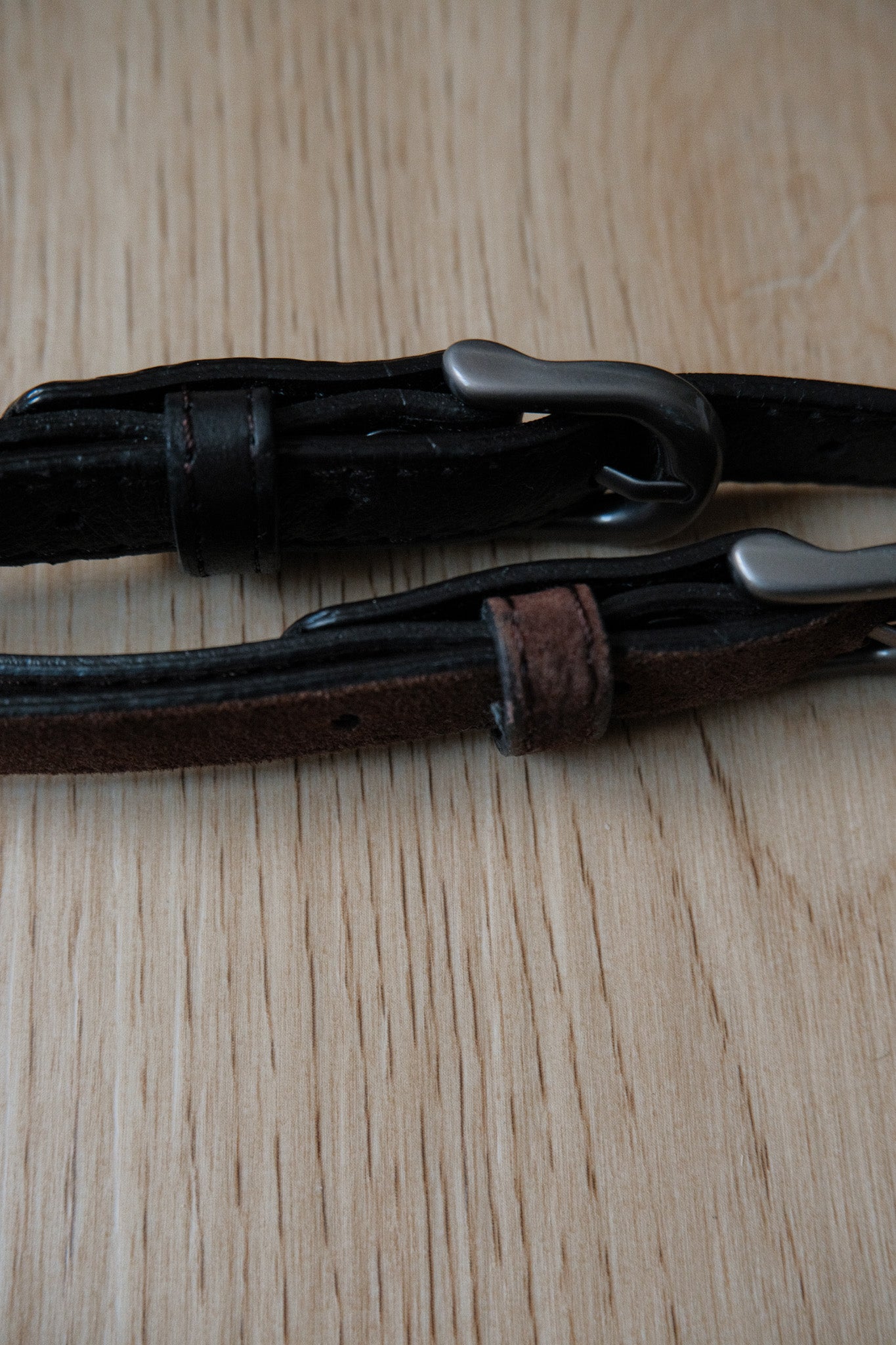 Vintage x Suded/Leather Clasp Buckle Belt (S)