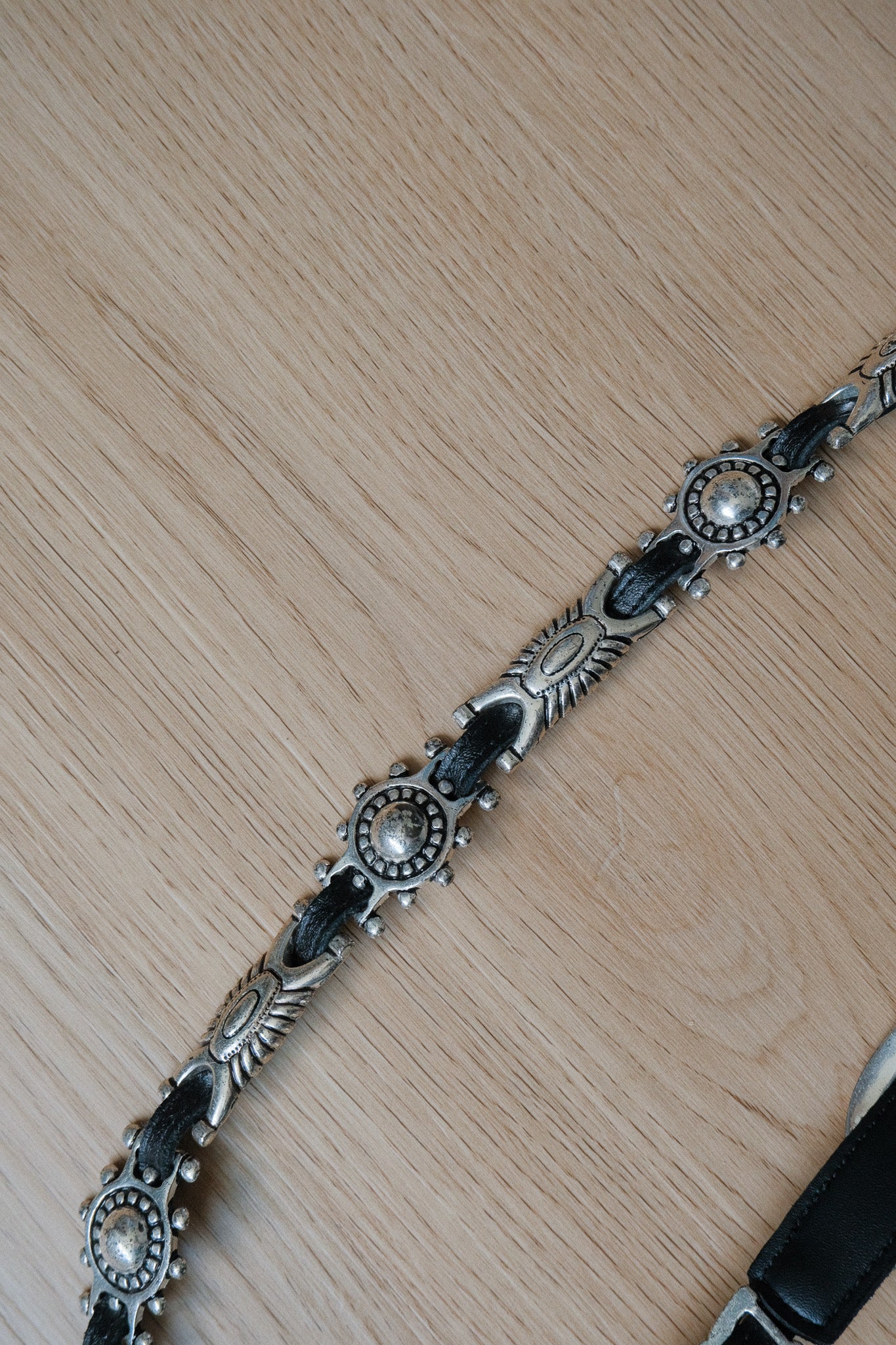 Vintage x Split Leather/Silver Belt (S-M)