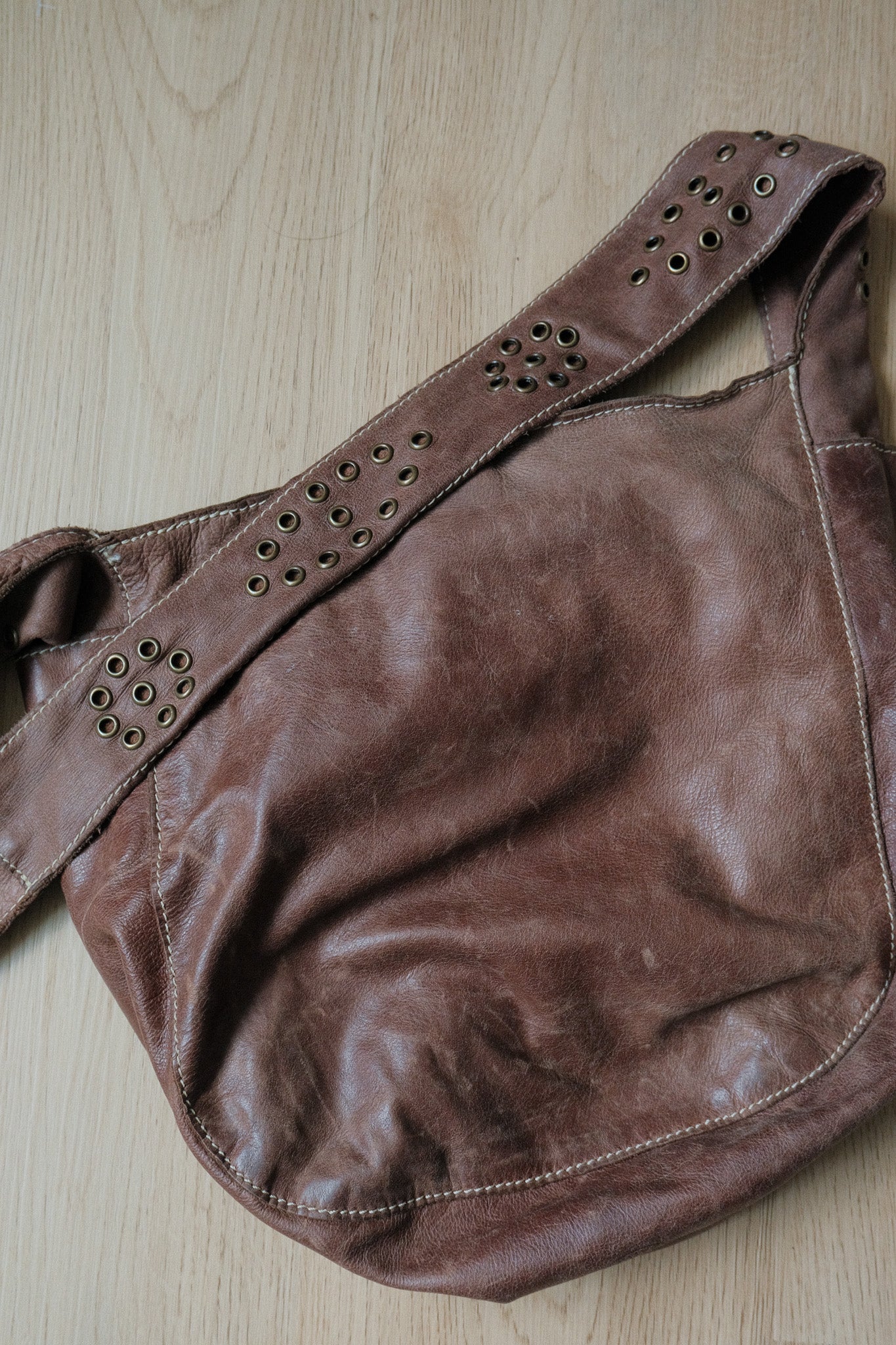 Roots x Leather Studded Crossbody Bag
