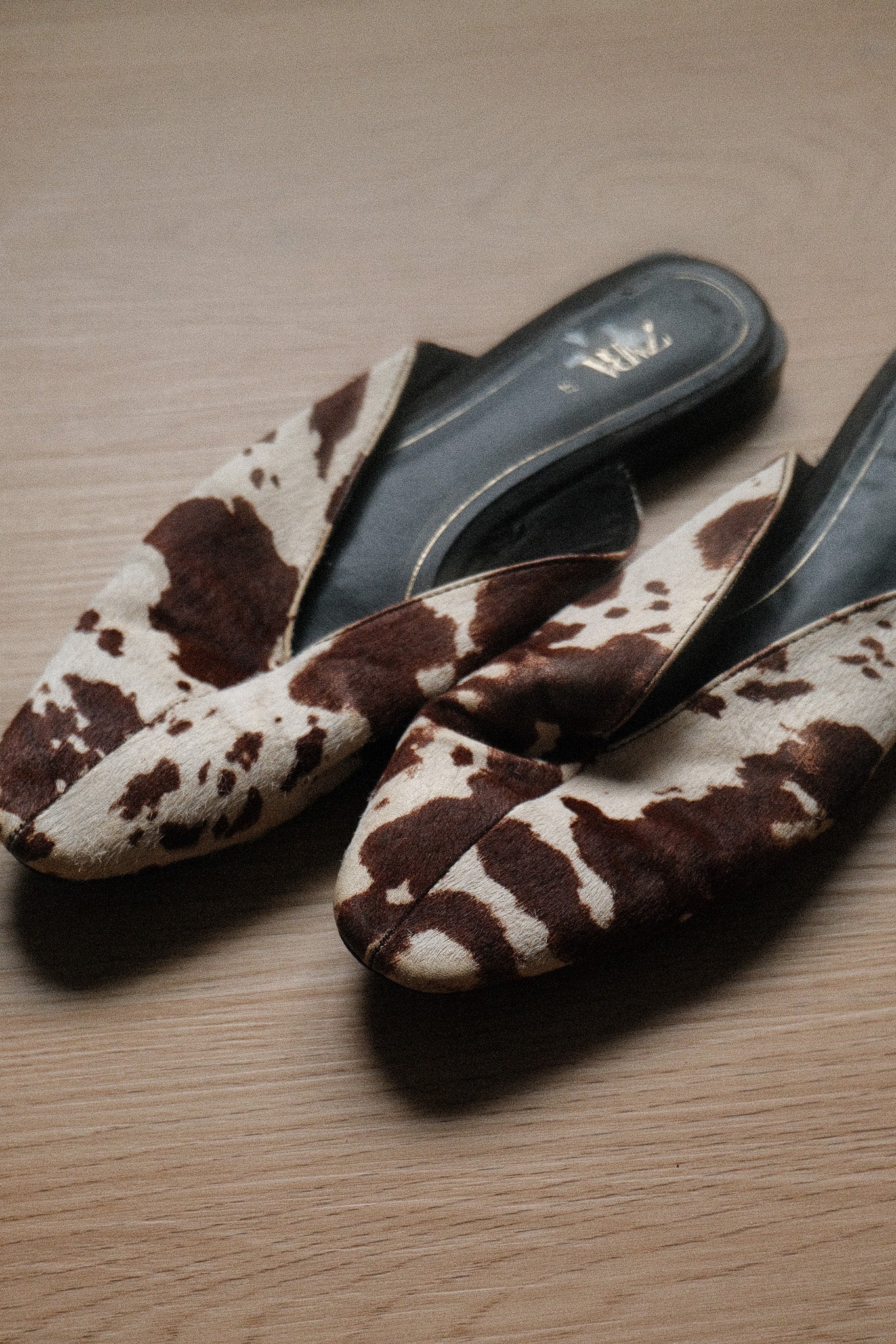 Modern x Leather Cow Print Mules