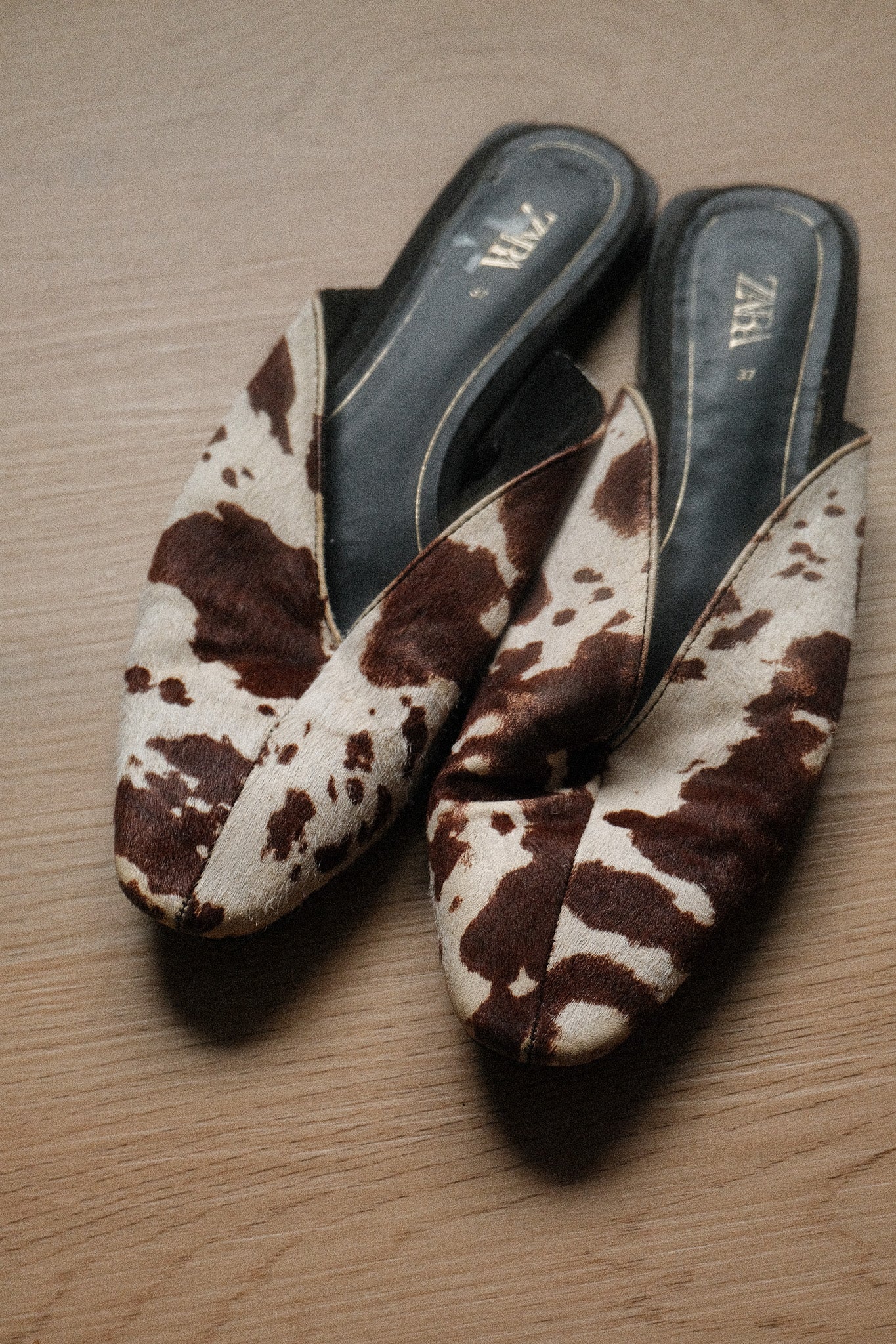 Modern x Leather Cow Print Mules