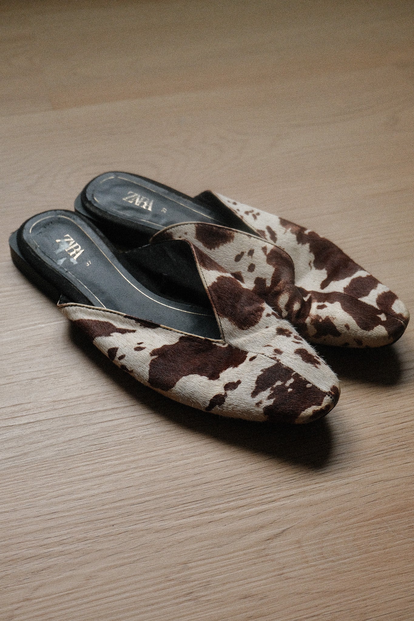 Modern x Leather Cow Print Mules