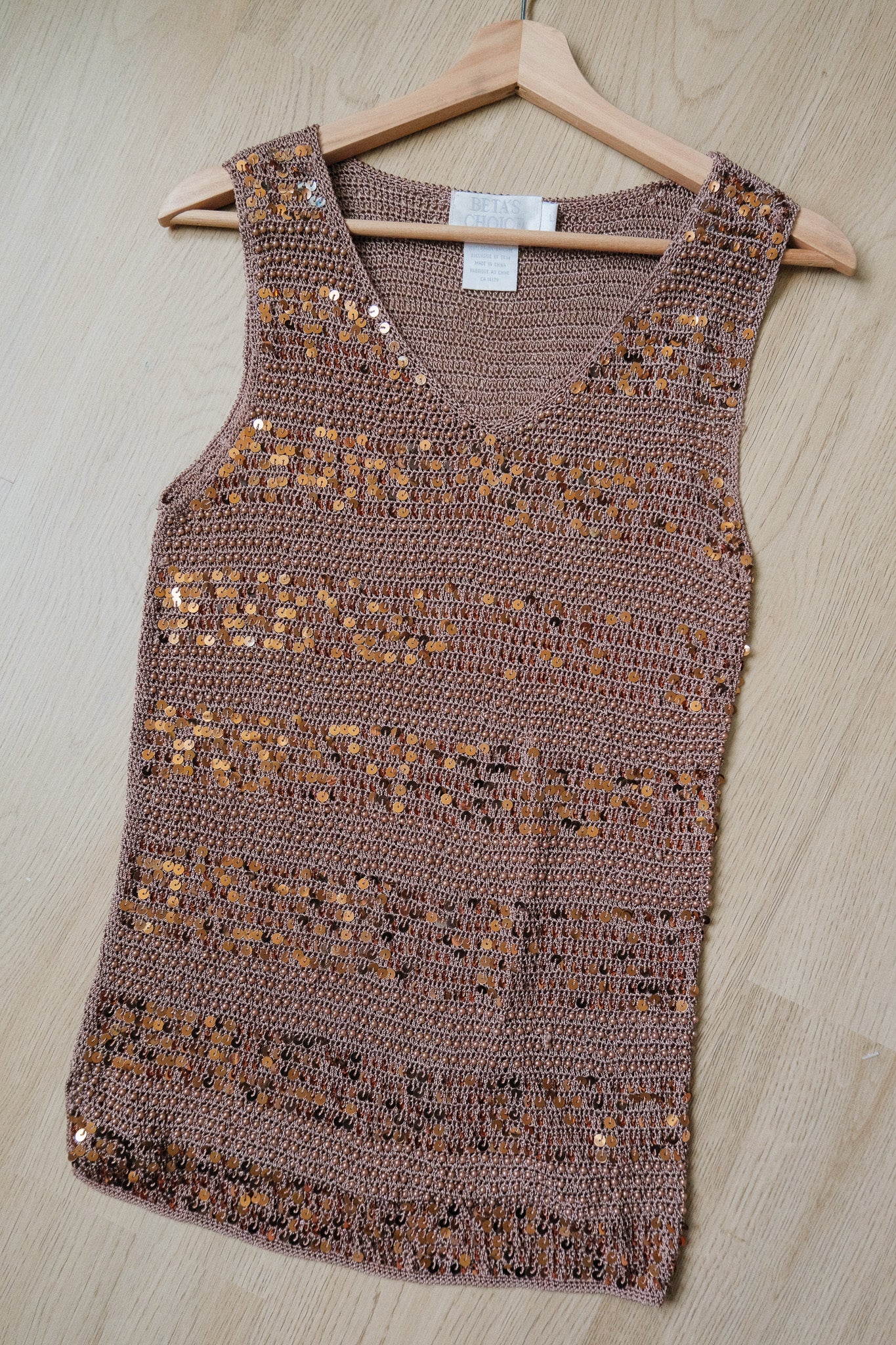 Vintage x Beaded/Sequin Knit Tank (L)