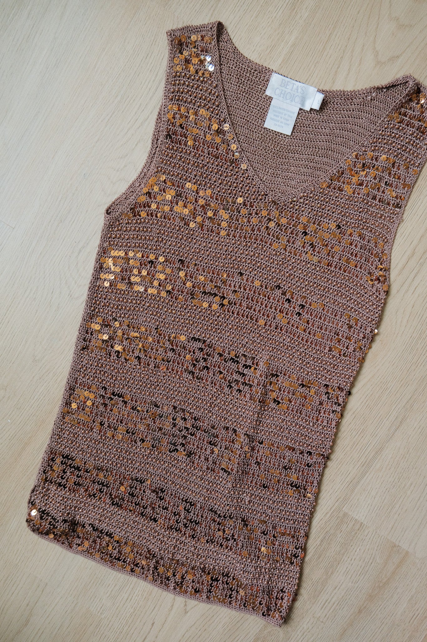 Vintage x Beaded/Sequin Knit Tank (L)
