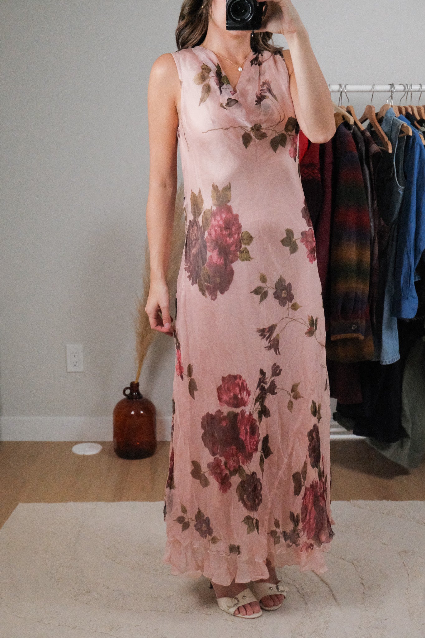 Vintage x Cowl Neck Floral Maxi Dress (4/6)