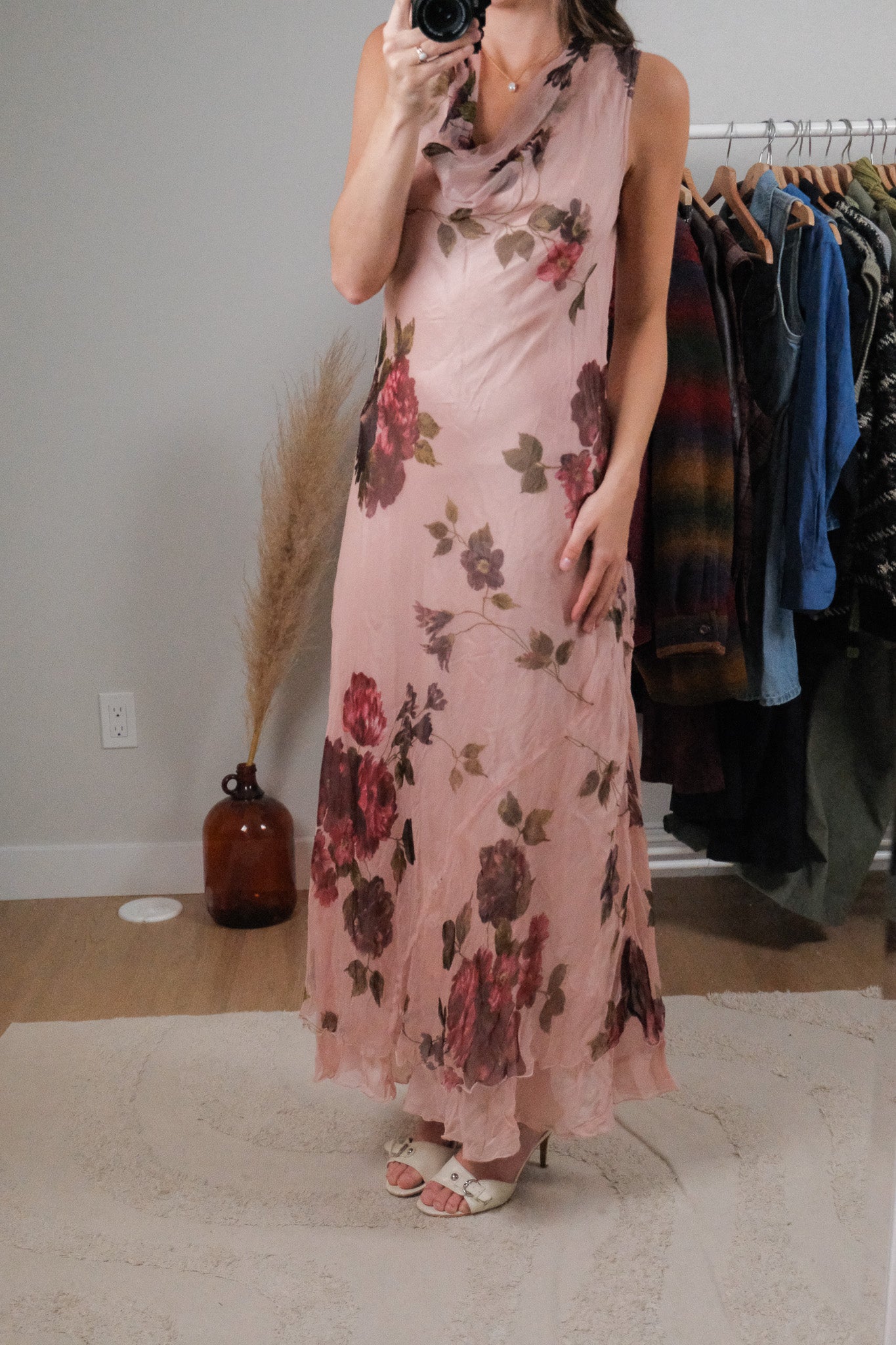 Vintage x Cowl Neck Floral Maxi Dress (4/6)