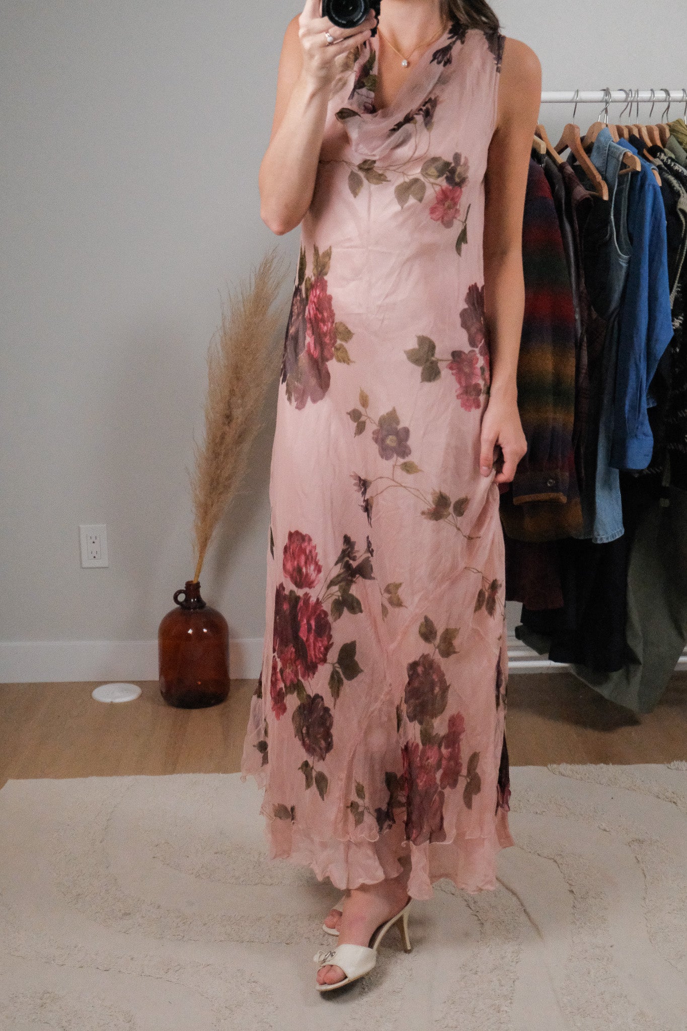 Vintage x Cowl Neck Floral Maxi Dress (4/6)