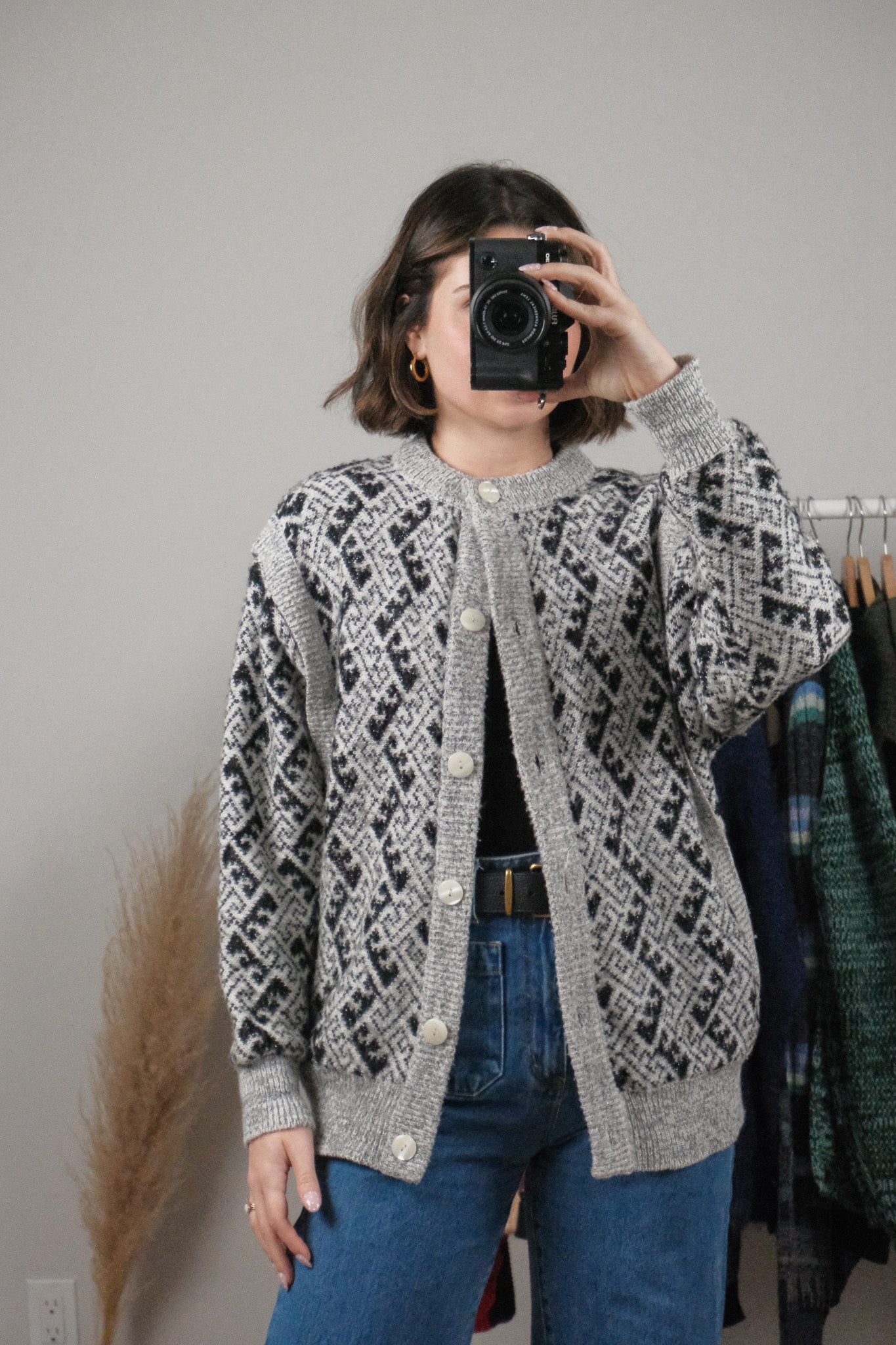 Vintage x Wool Blend Patterned Cardigan (M/L)