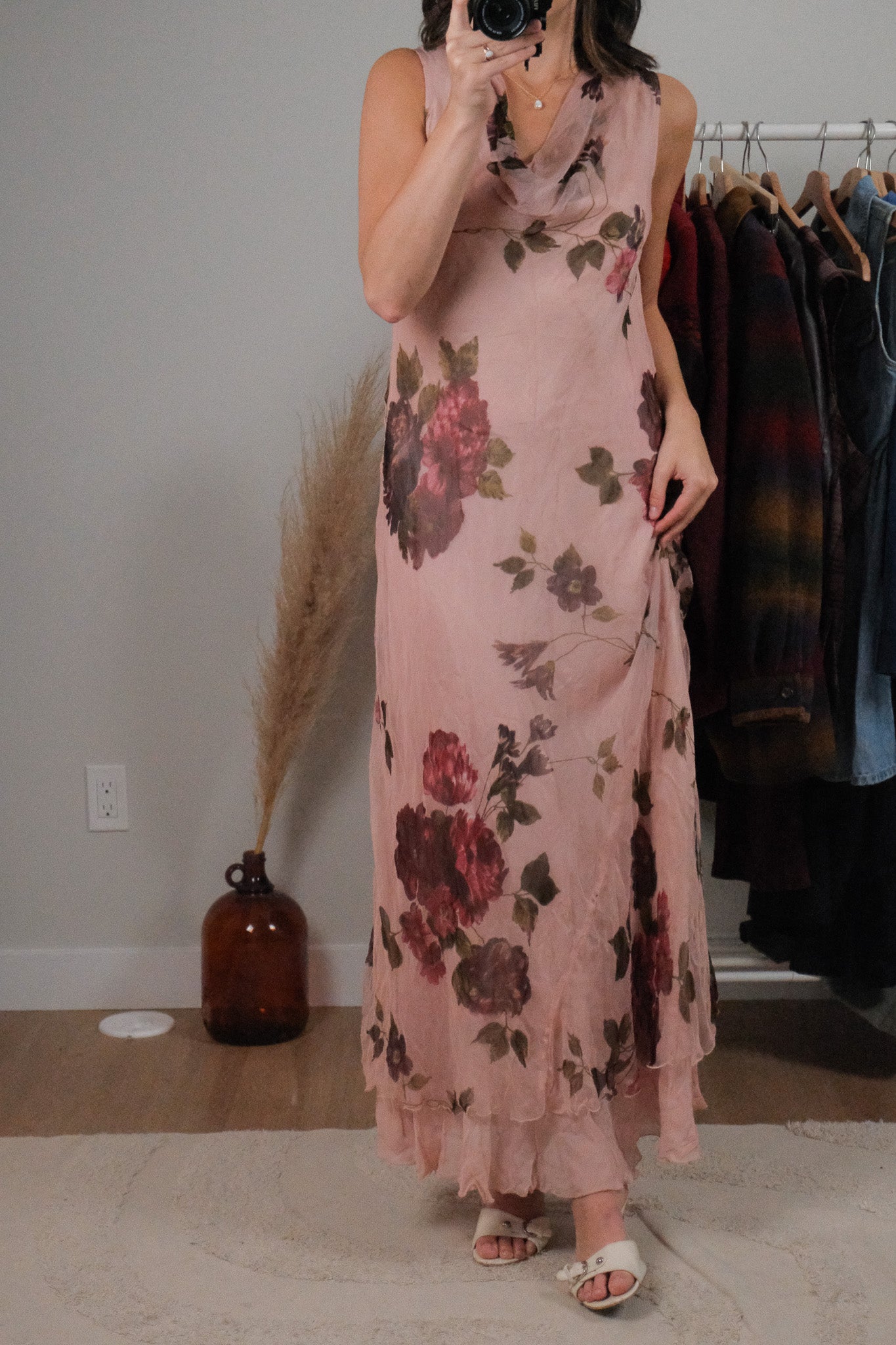 Vintage x Cowl Neck Floral Maxi Dress (4/6)