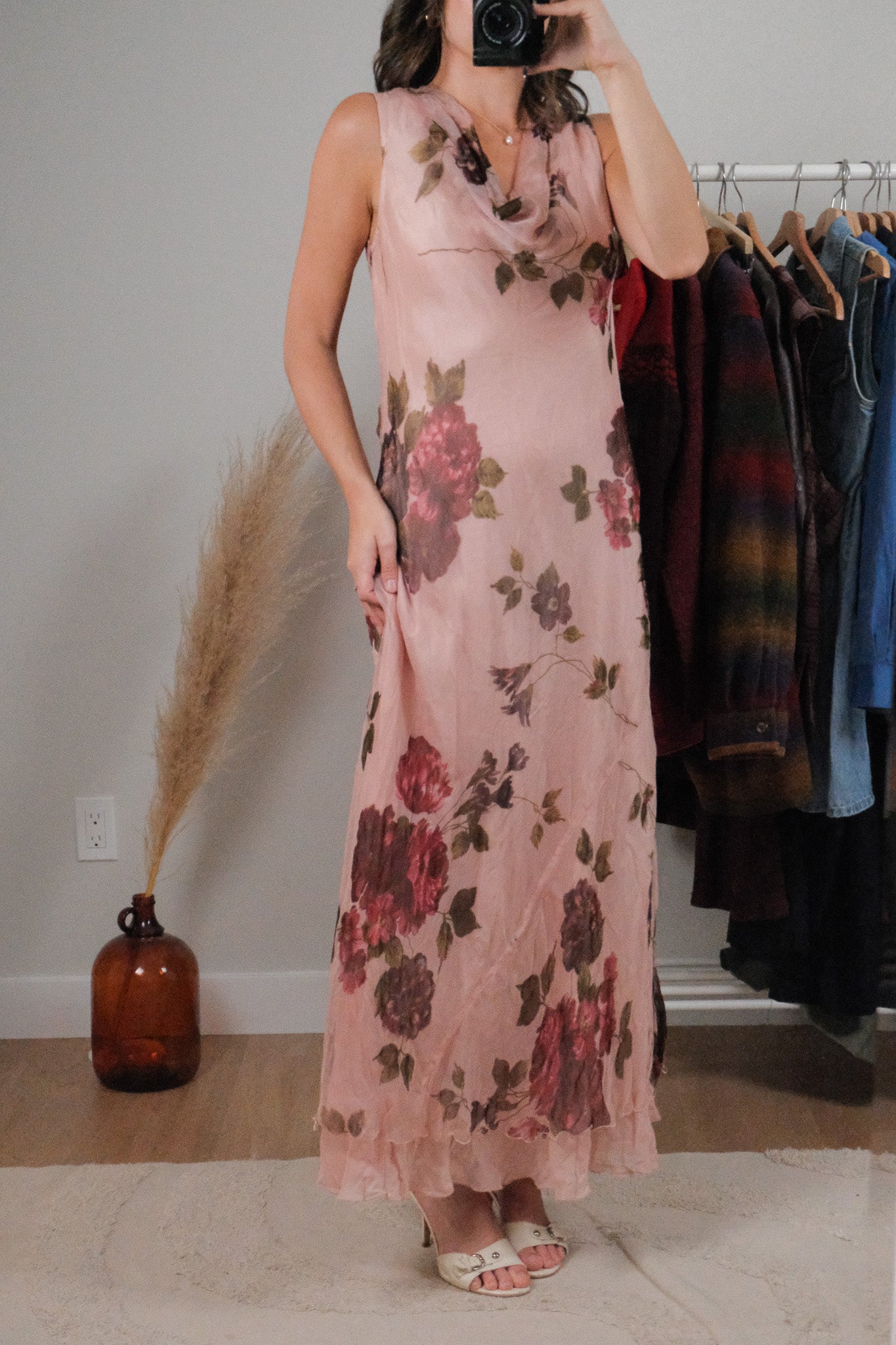 Vintage x Cowl Neck Floral Maxi Dress (4/6)