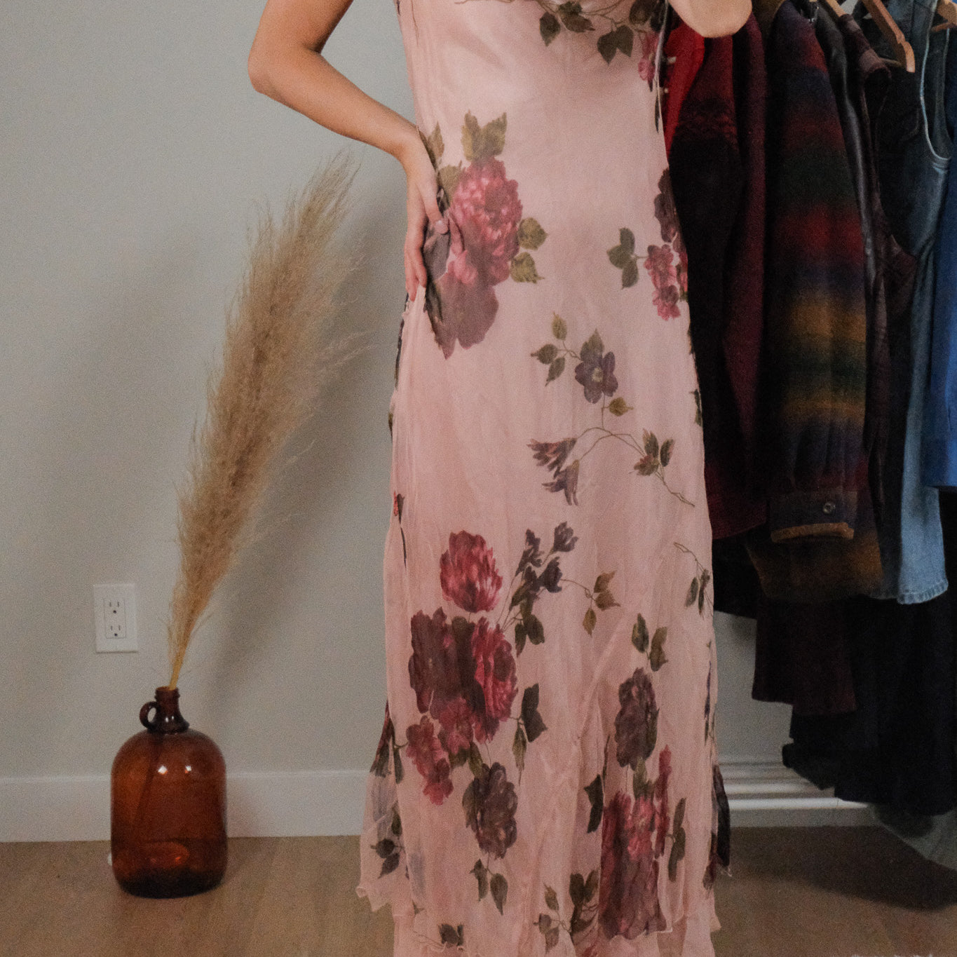 Vintage x Cowl Neck Floral Maxi Dress (4/6)