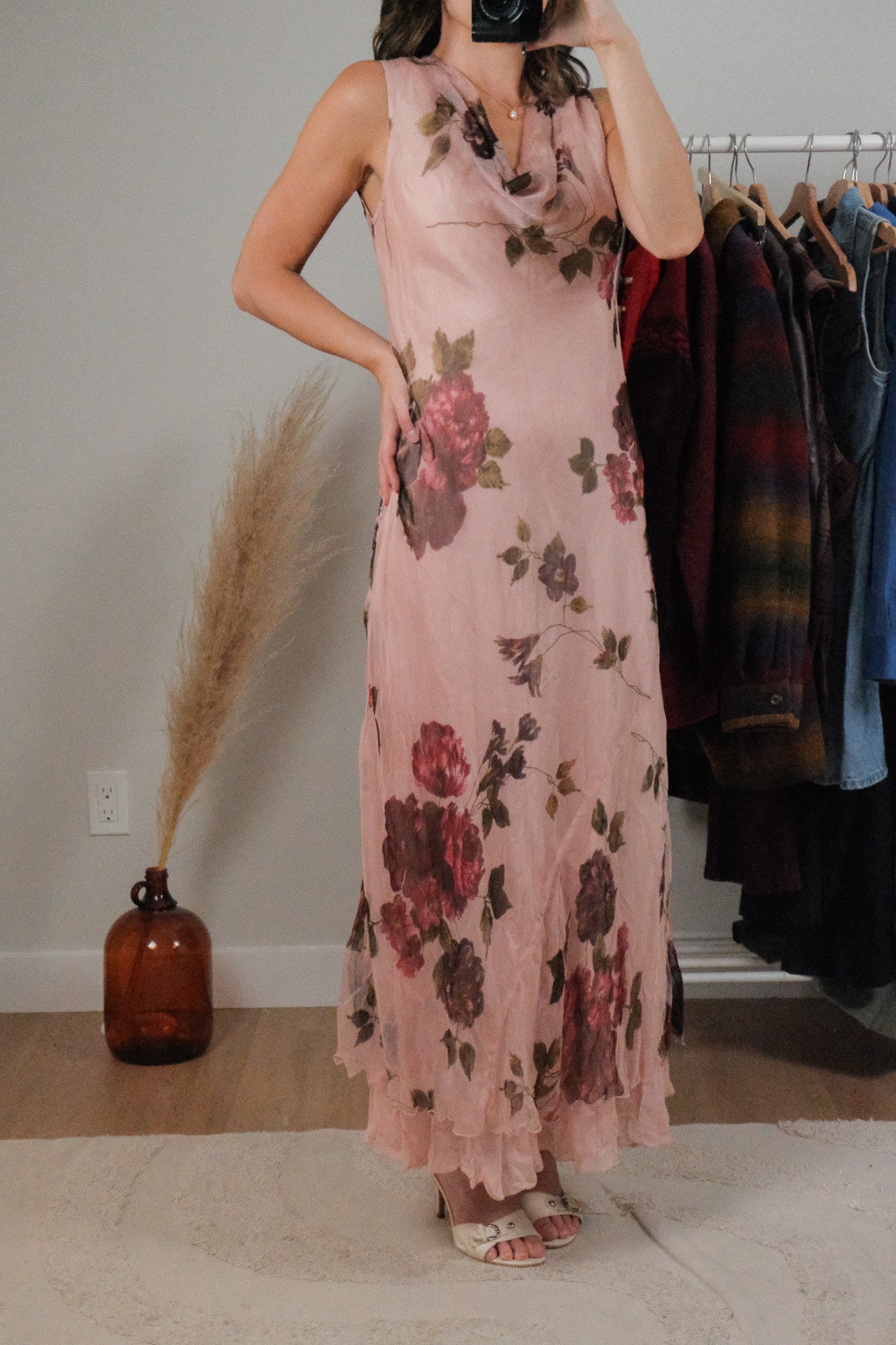 Vintage x Cowl Neck Floral Maxi Dress (4/6)