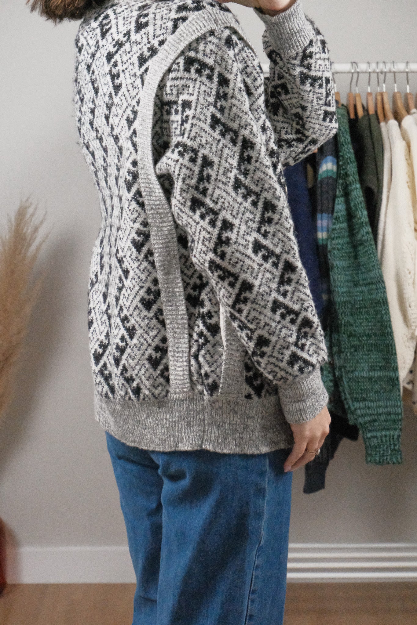 Vintage x Wool Blend Patterned Cardigan (M/L)