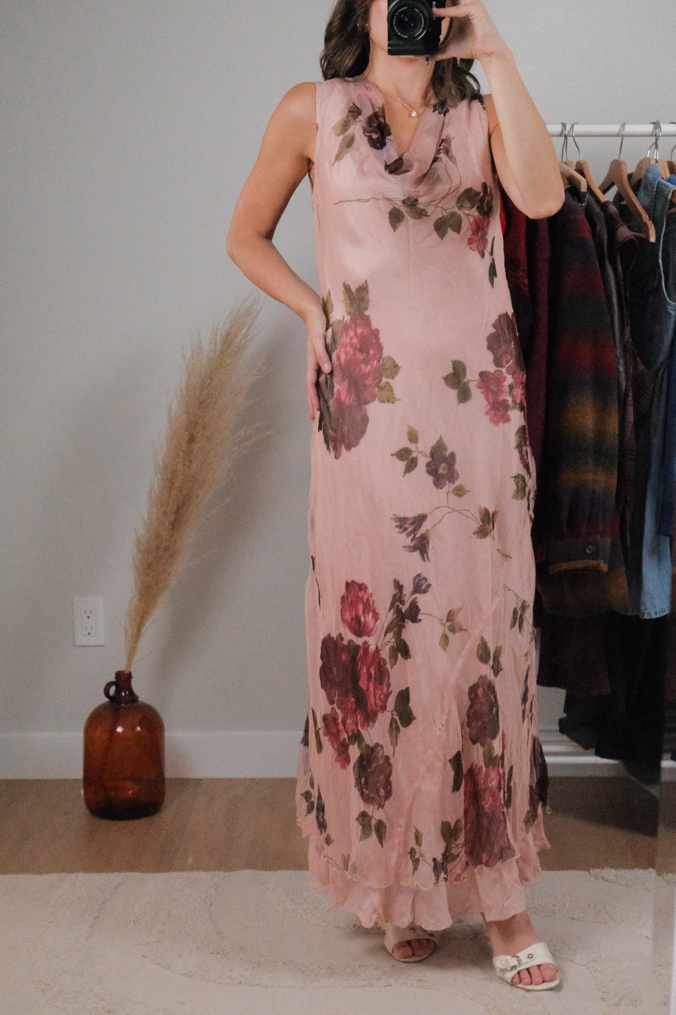 Vintage x Cowl Neck Floral Maxi Dress (4/6)