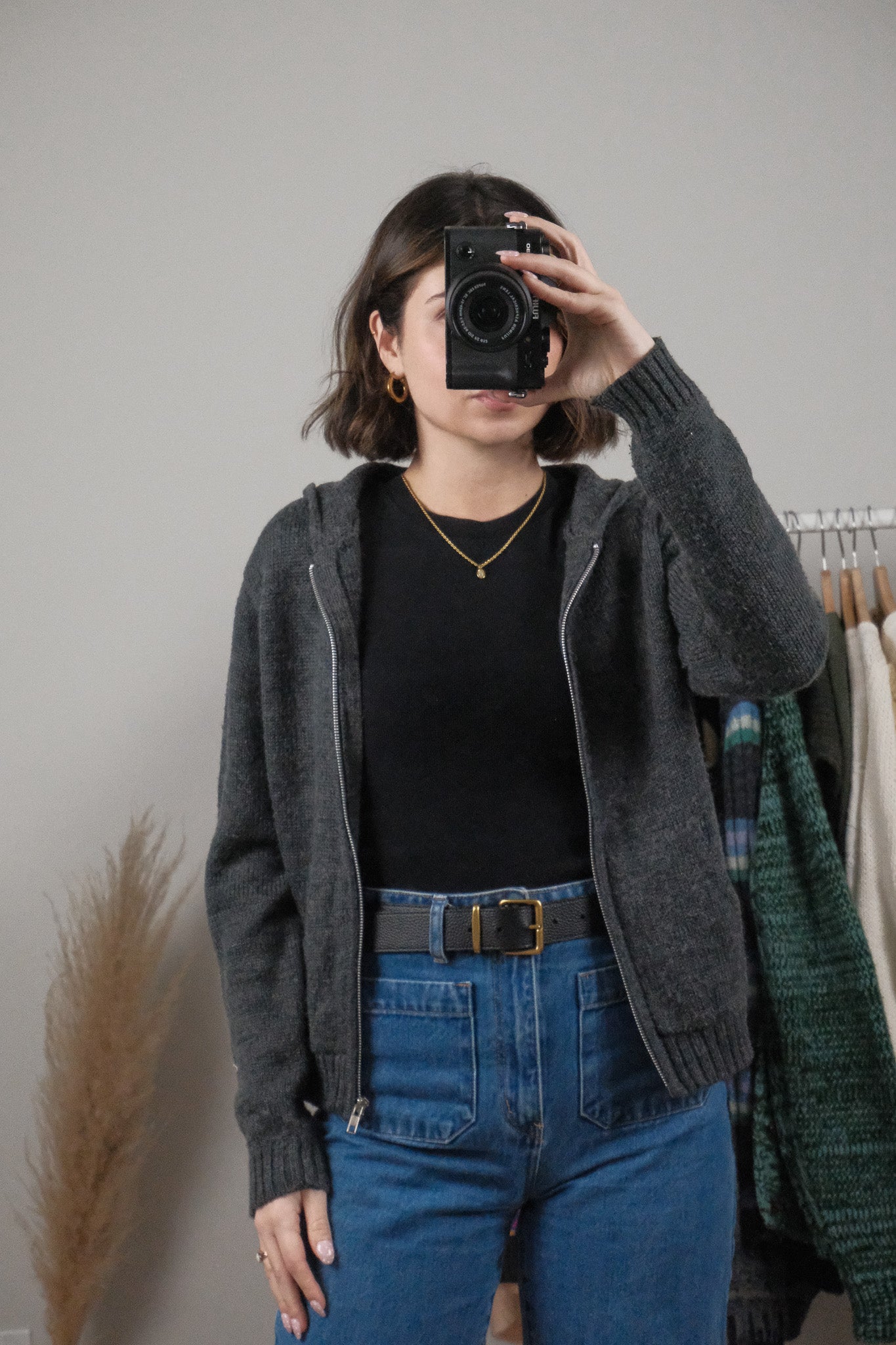 Vintage x Wool Blend Zip Up Hoodie (M)
