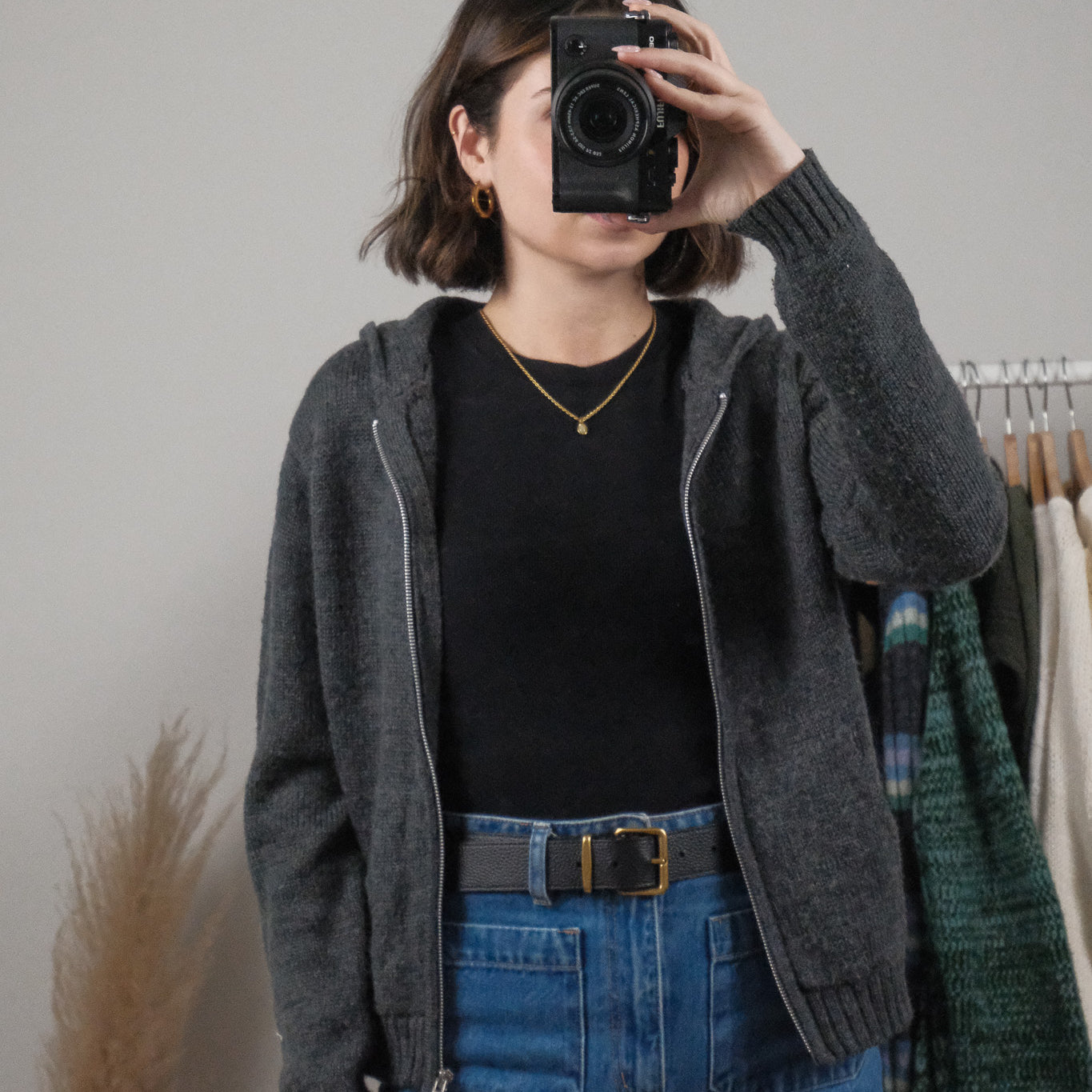 Vintage x Wool Blend Zip Up Hoodie (M)