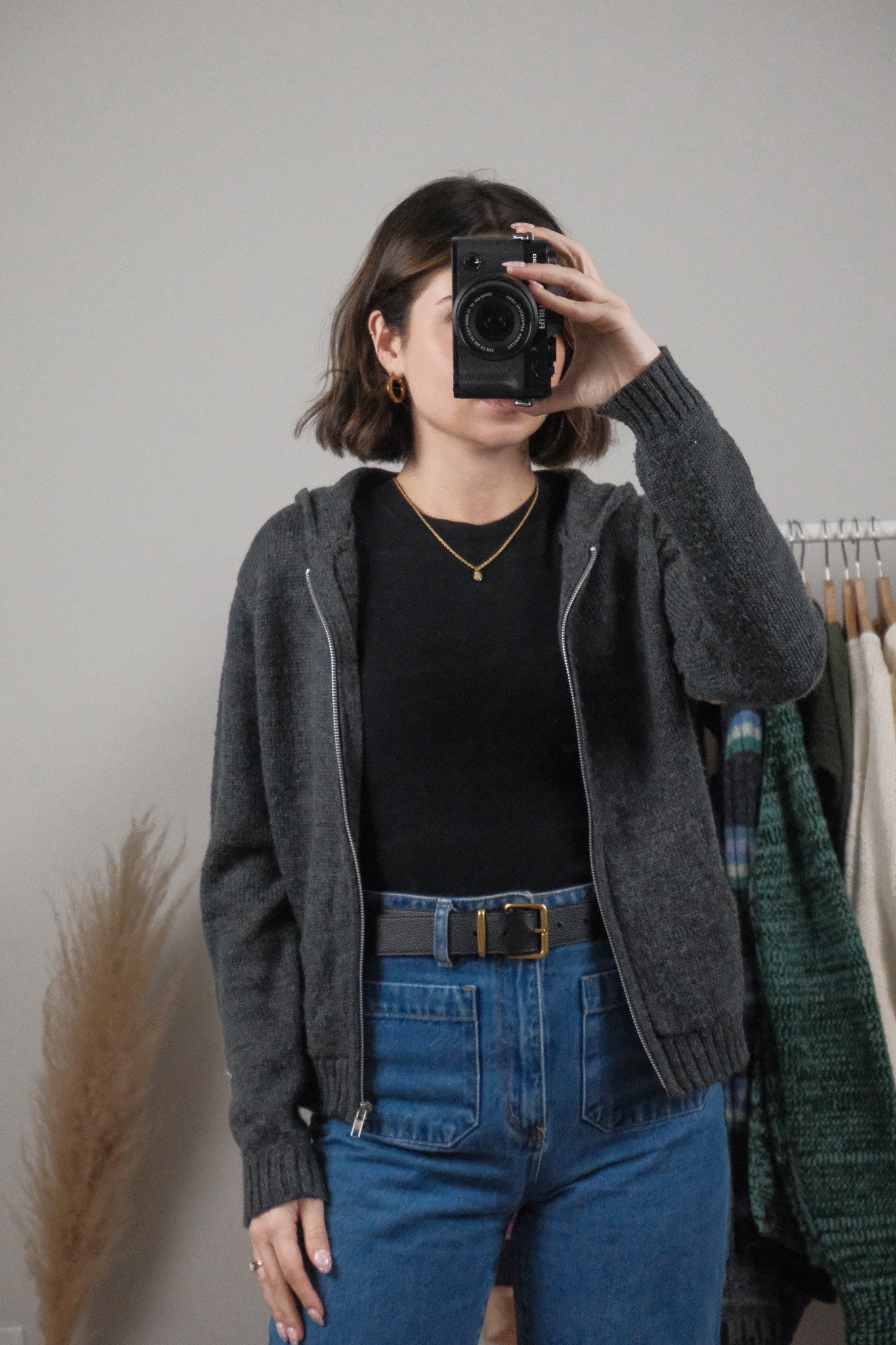 Vintage x Wool Blend Zip Up Hoodie (M)